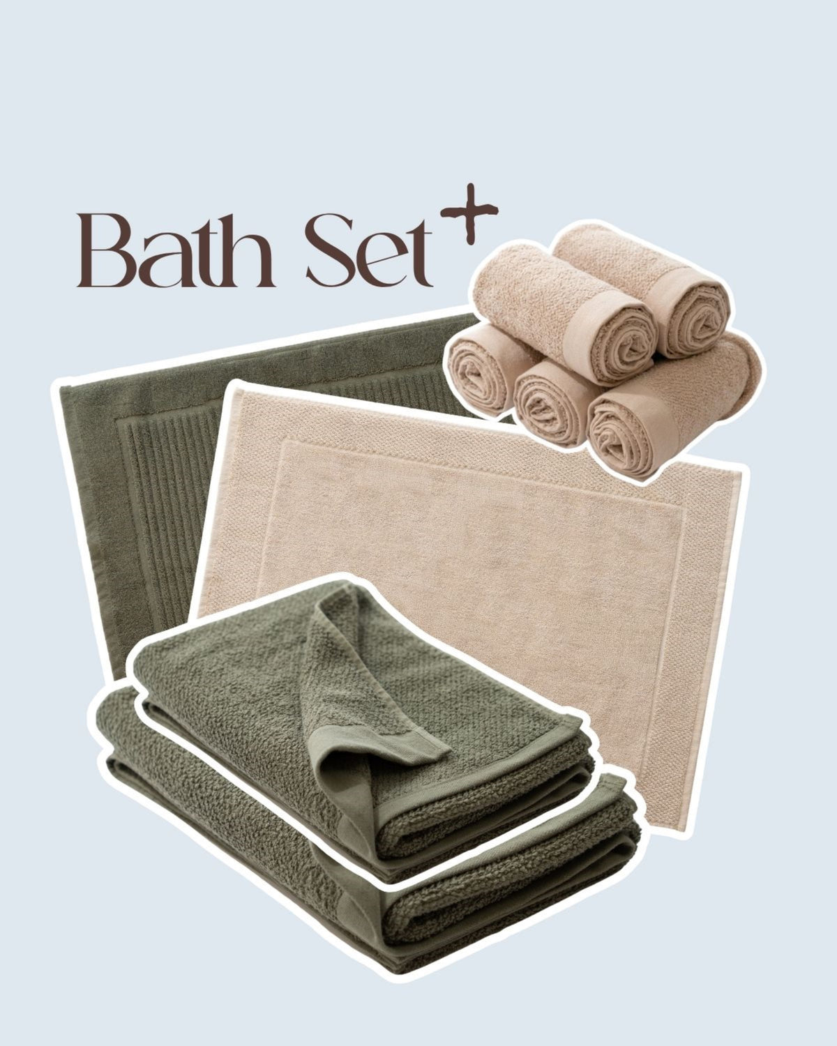 Bath Set Plus (Body Towel + Face Towel + 6 Hand Towel + 2 Bathmats)