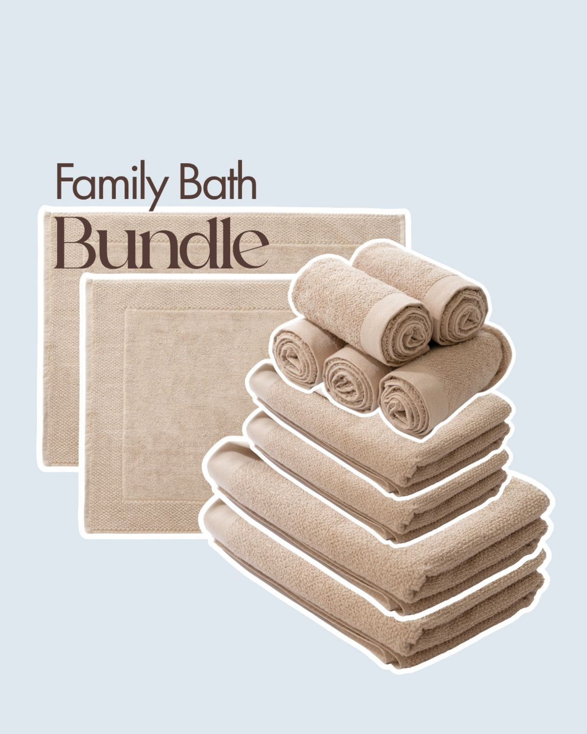 Family Bath Bundle (2 Body Towel + 2 Face Towel + 6 Hand Towel + 2 Bathmats)