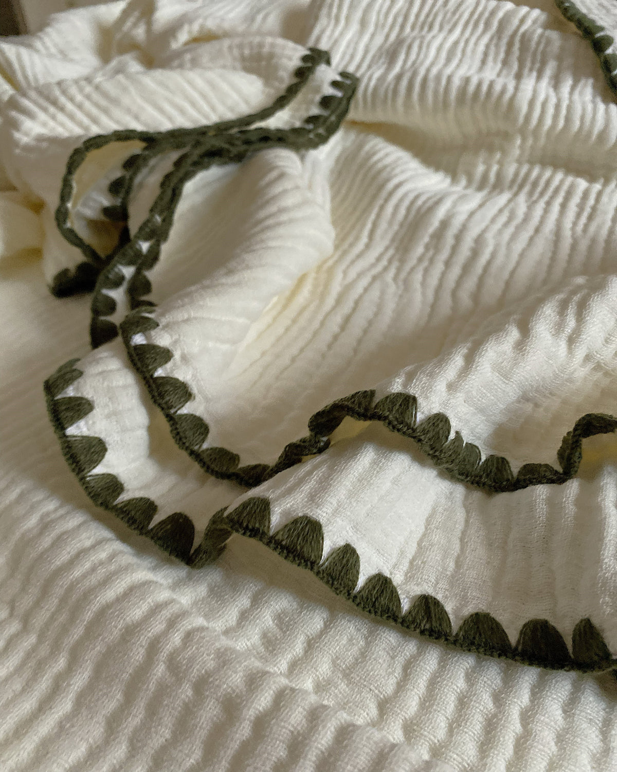 Crochet-Border Coverlet - Muslin - Cotton