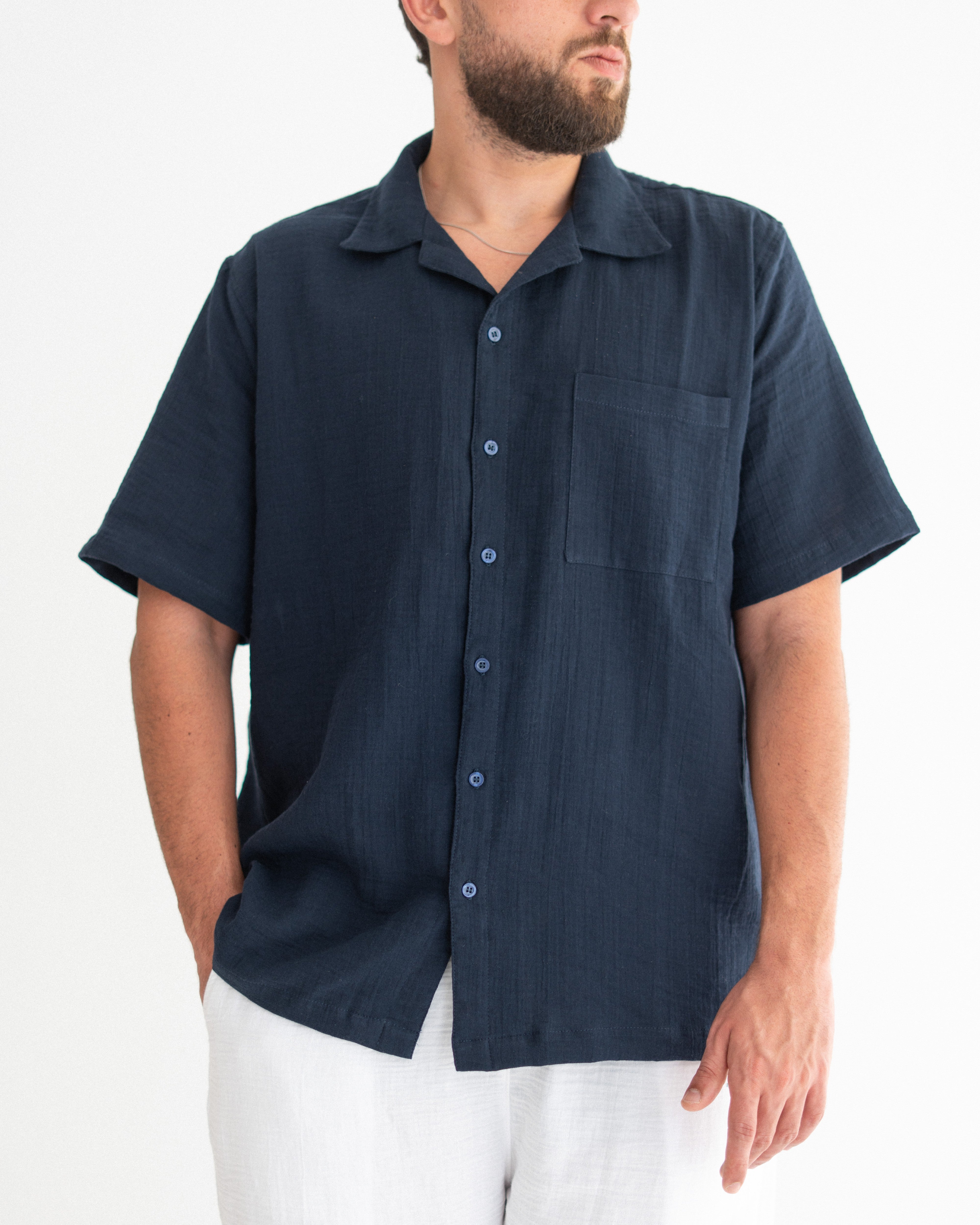Relaxed Cotton Gauze Shirt - Half Sleeve