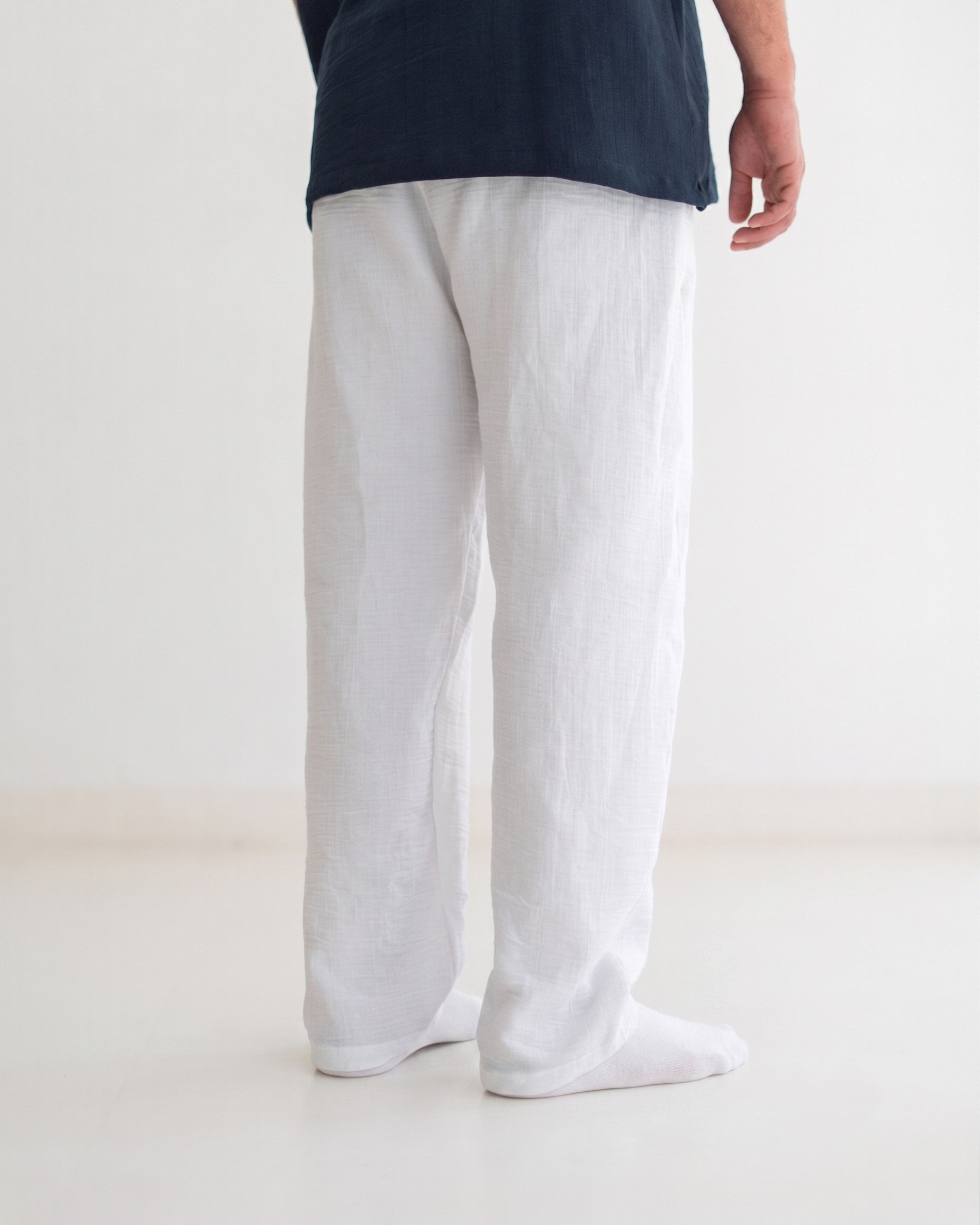 Relaxed Cotton Gauze Pants - Plain
