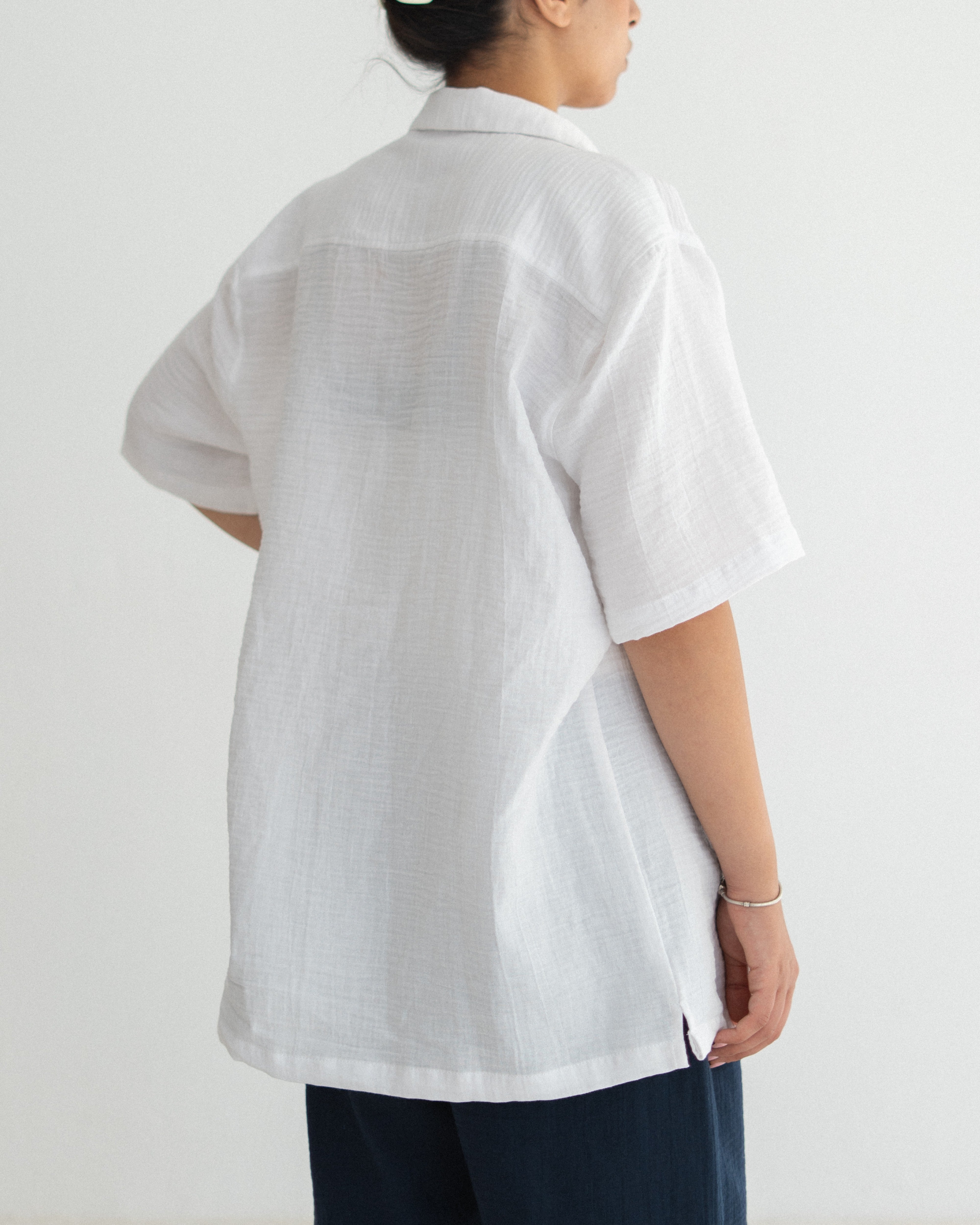 Relaxed Cotton Gauze Shirt - Half Sleeve