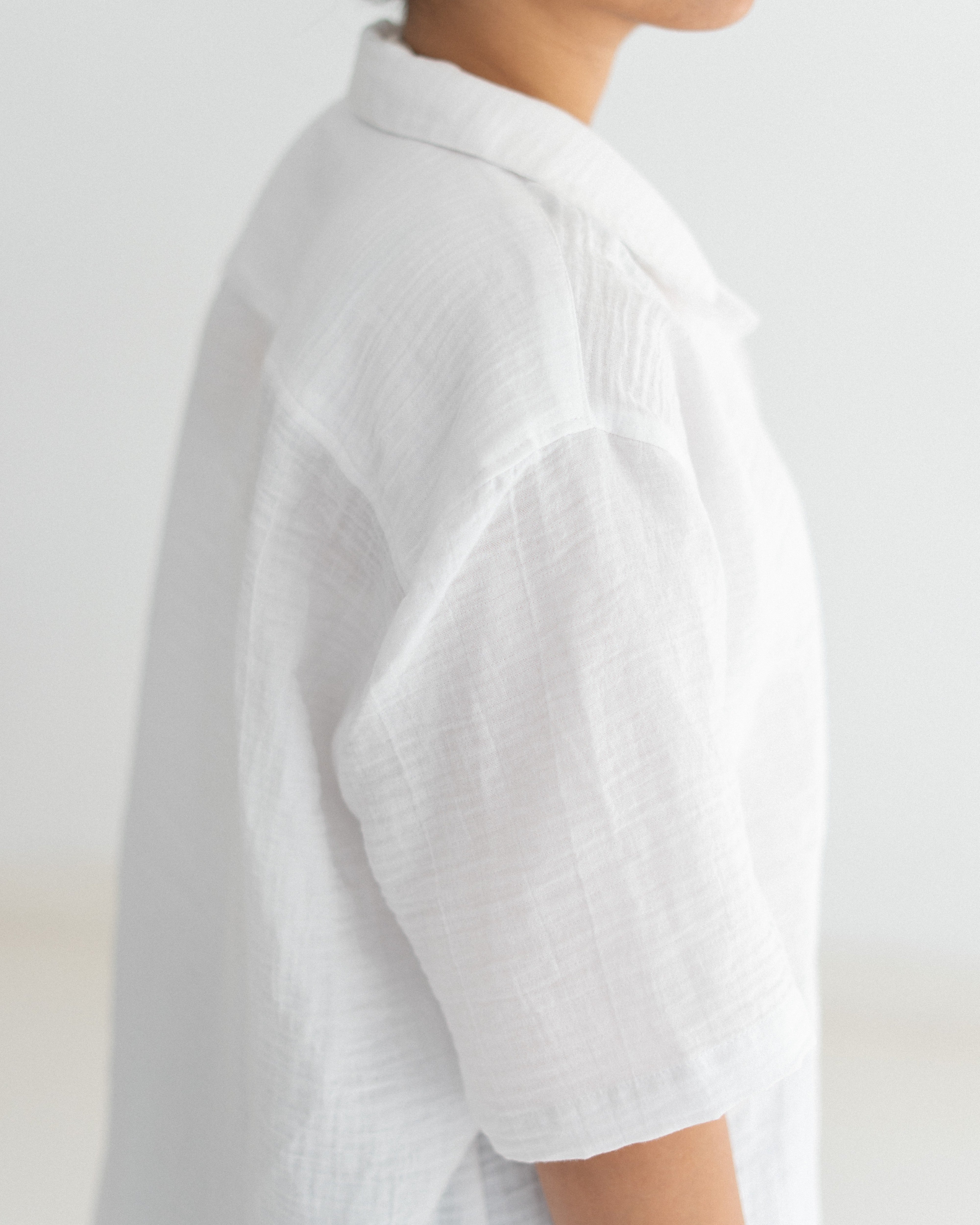 Relaxed Cotton Gauze Shirt - Half Sleeve