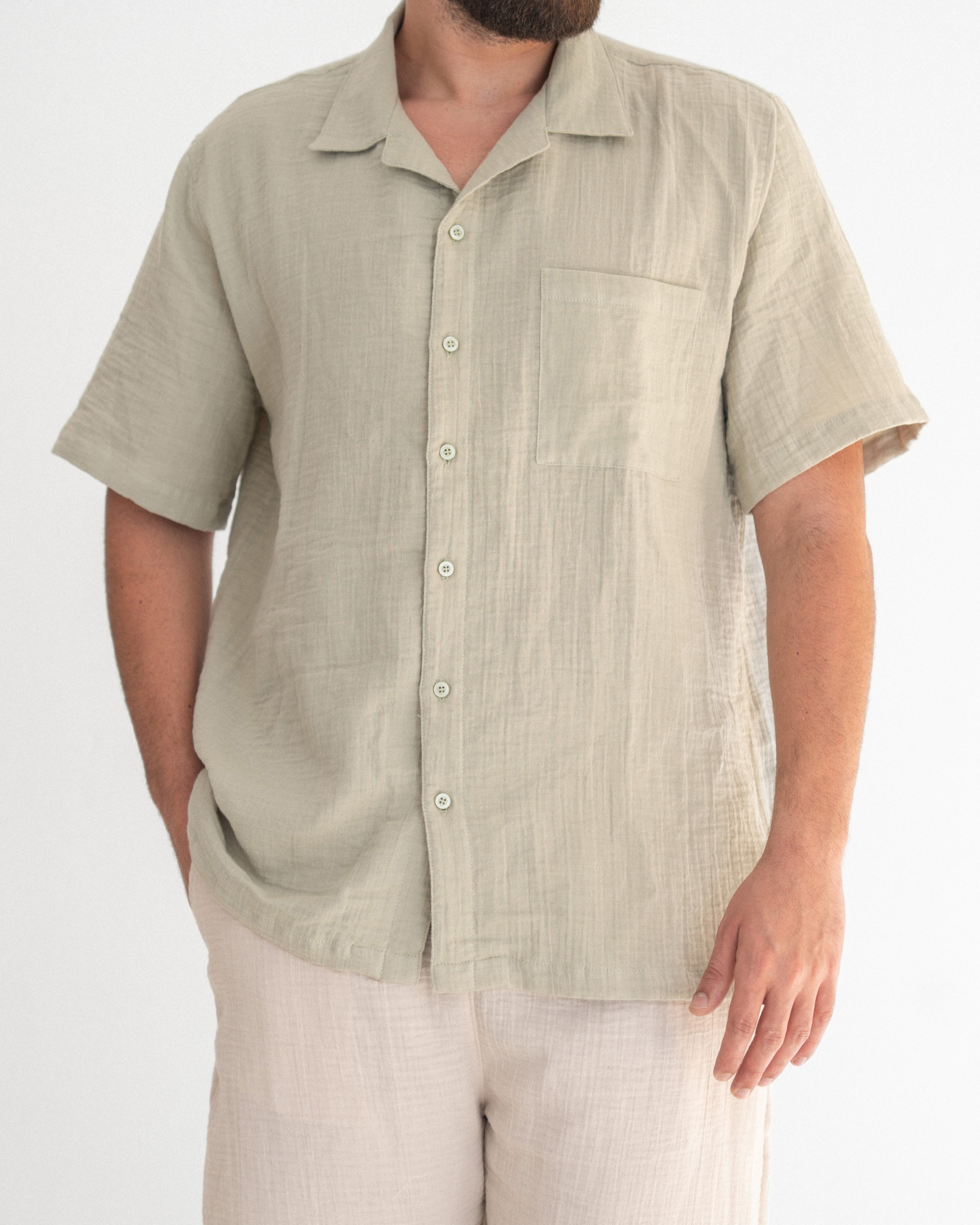 Relaxed Cotton Gauze Shirt - Half Sleeve