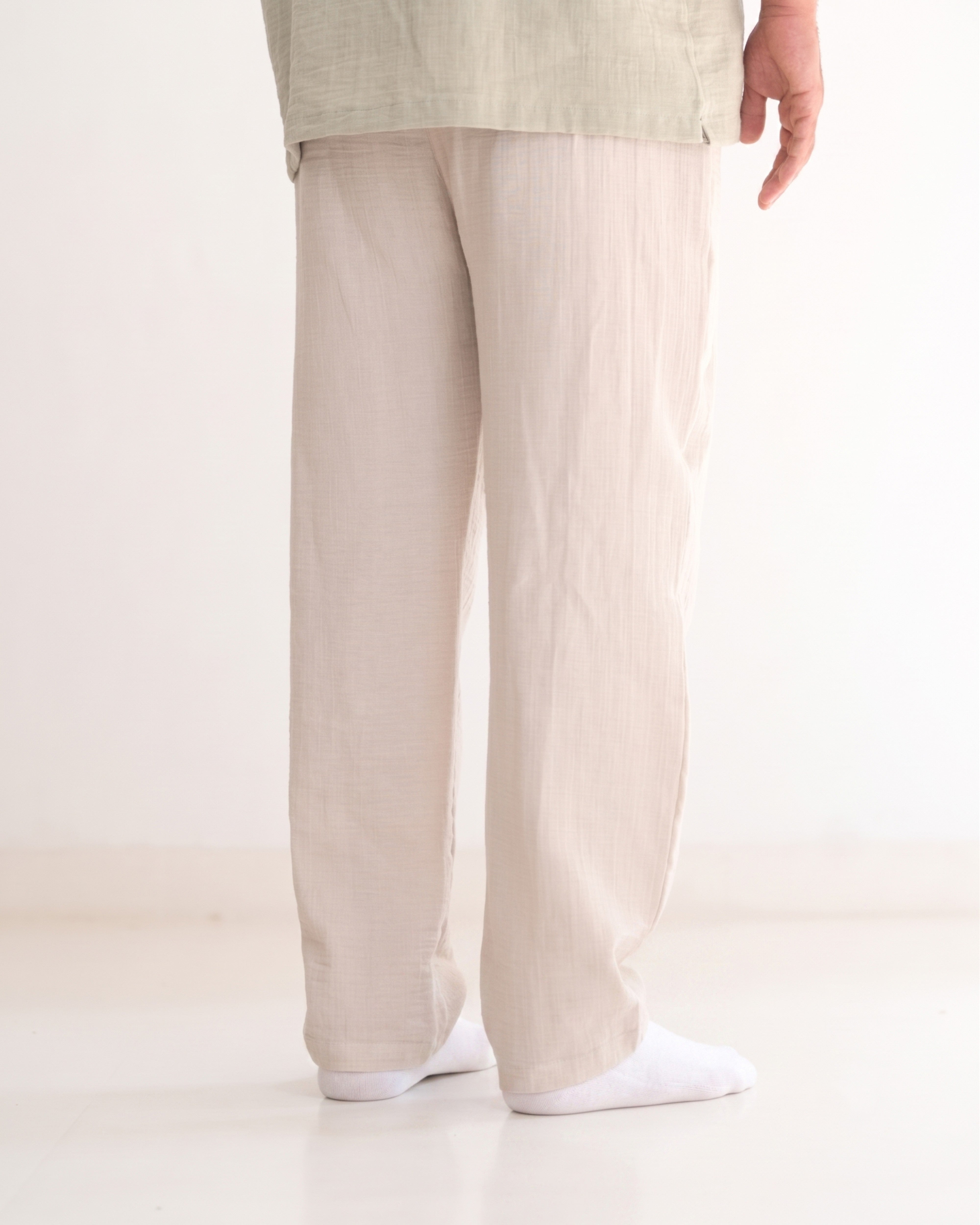 Relaxed Cotton Gauze Pants - Plain