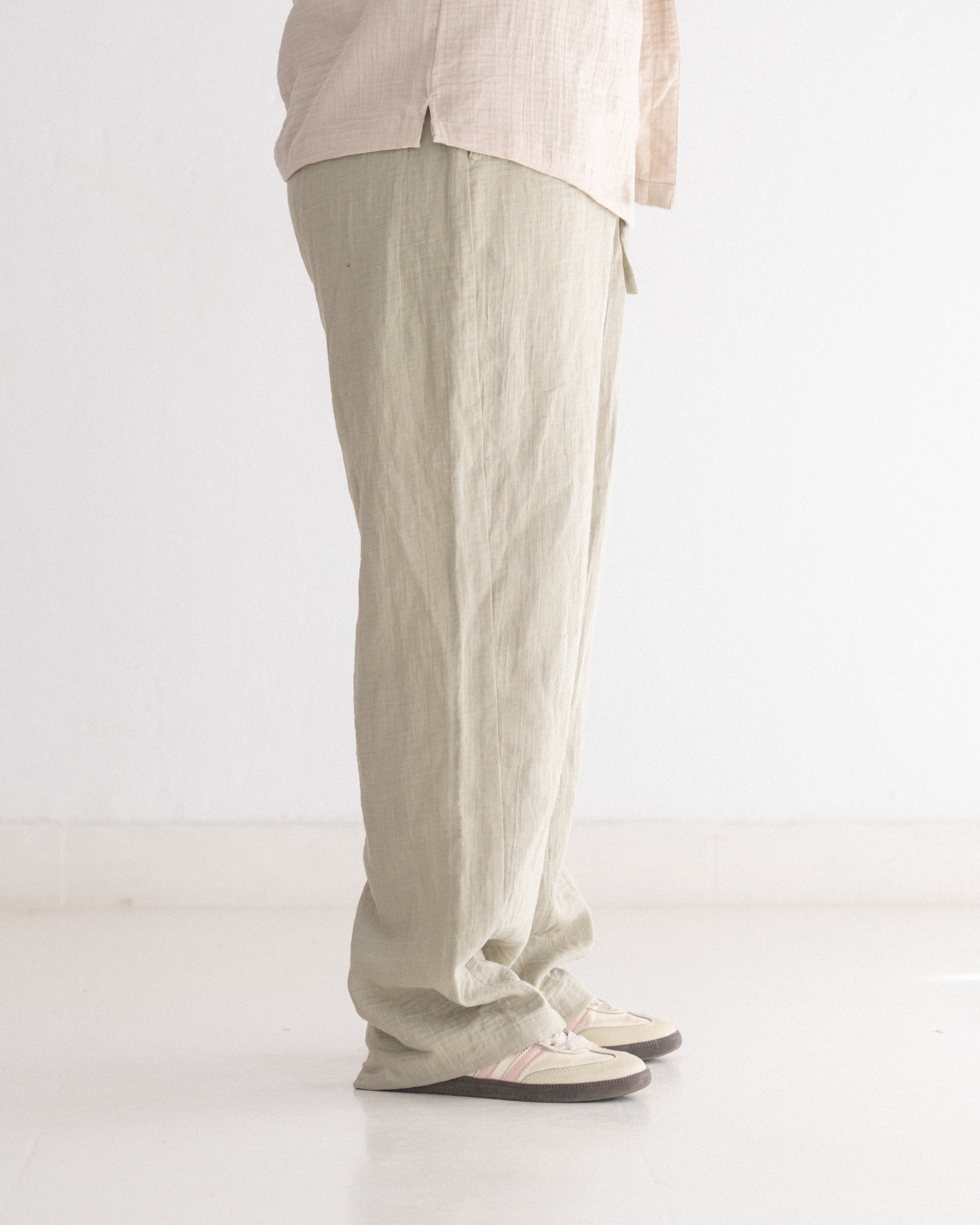 Relaxed Cotton Gauze Pants - Plain