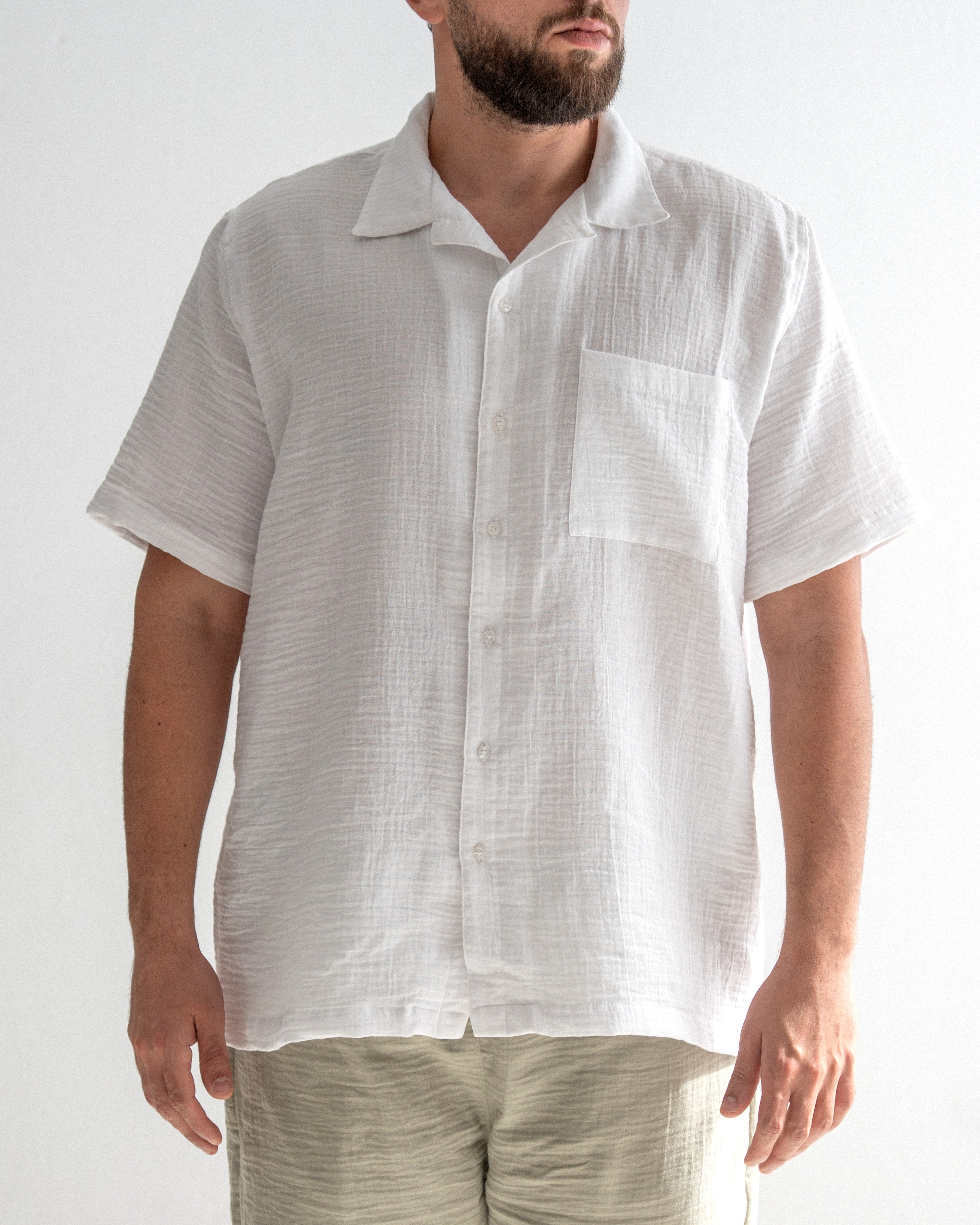 Relaxed Cotton Gauze Shirt - Half Sleeve