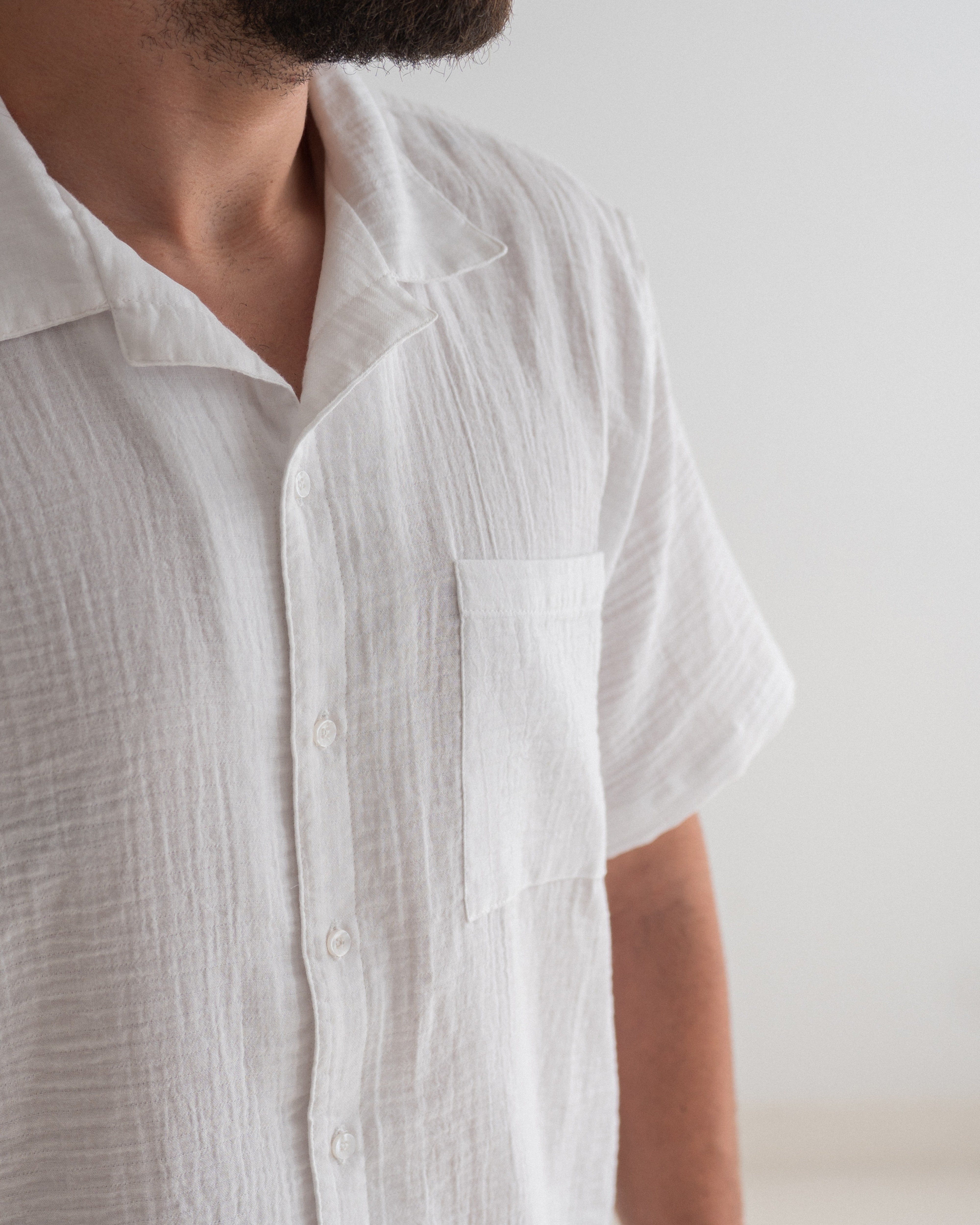 Relaxed Cotton Gauze Shirt - Half Sleeve
