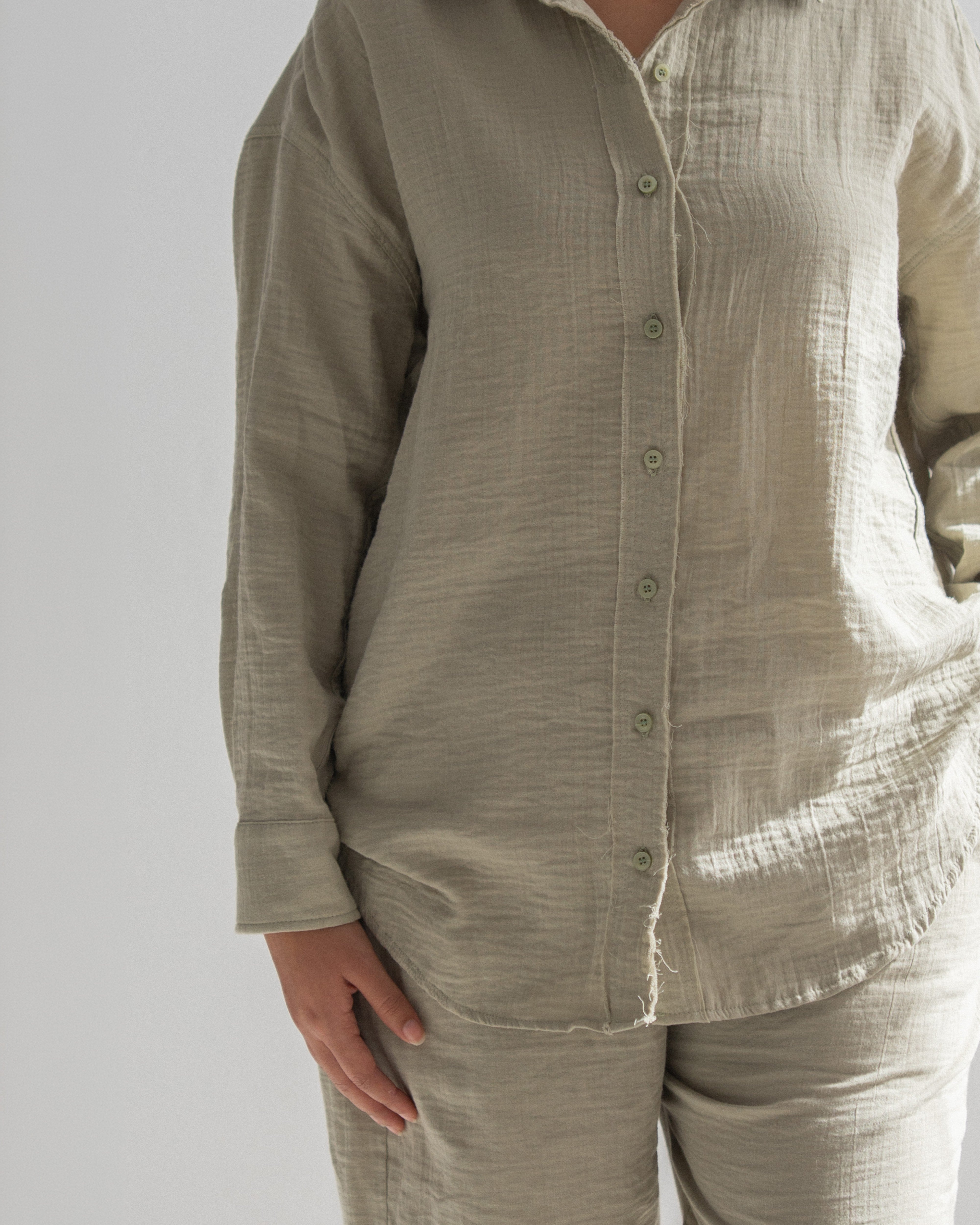 Relaxed Cotton Gauze Shirt - Long Sleeve