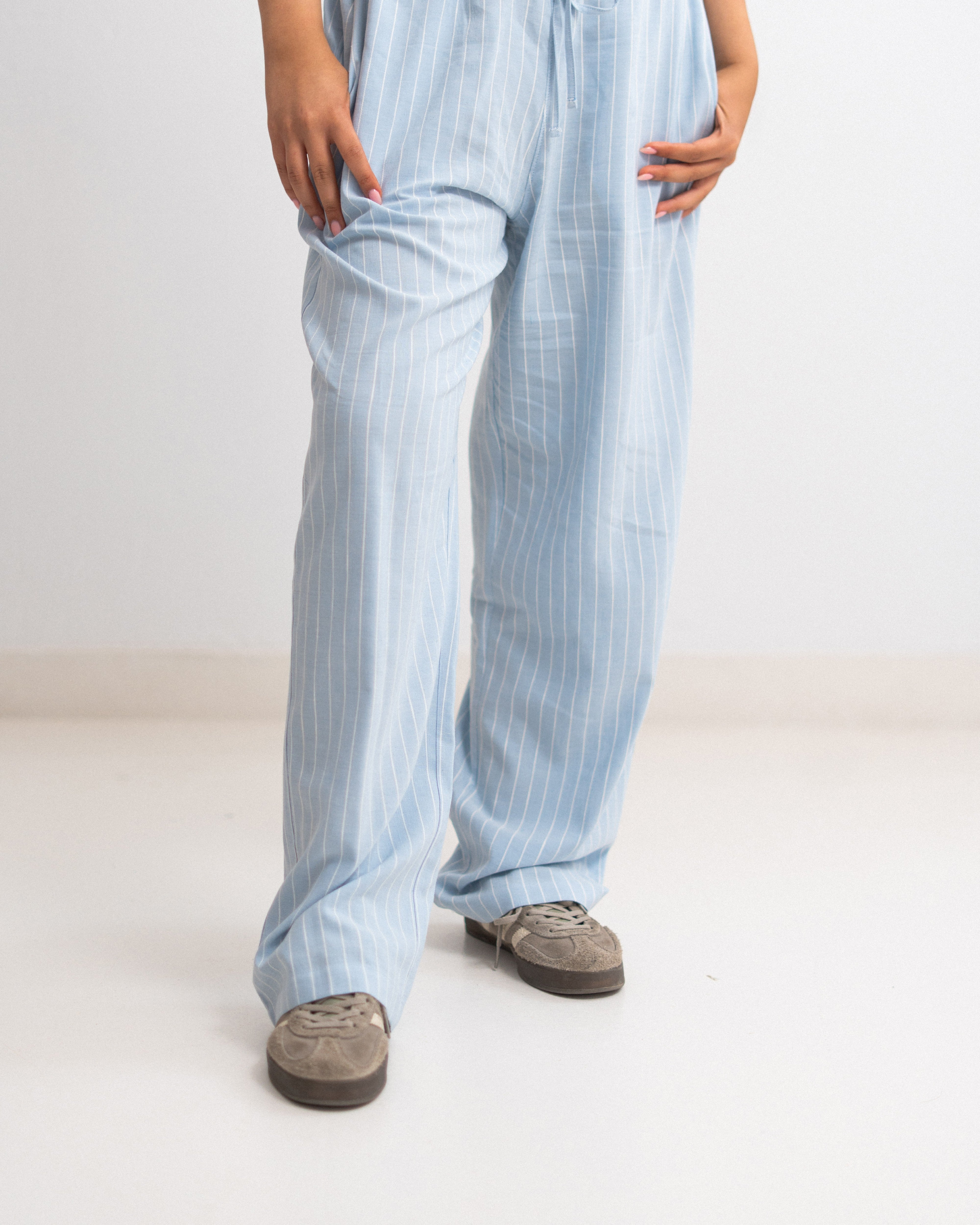 Relaxed Cotton Pants - Striped