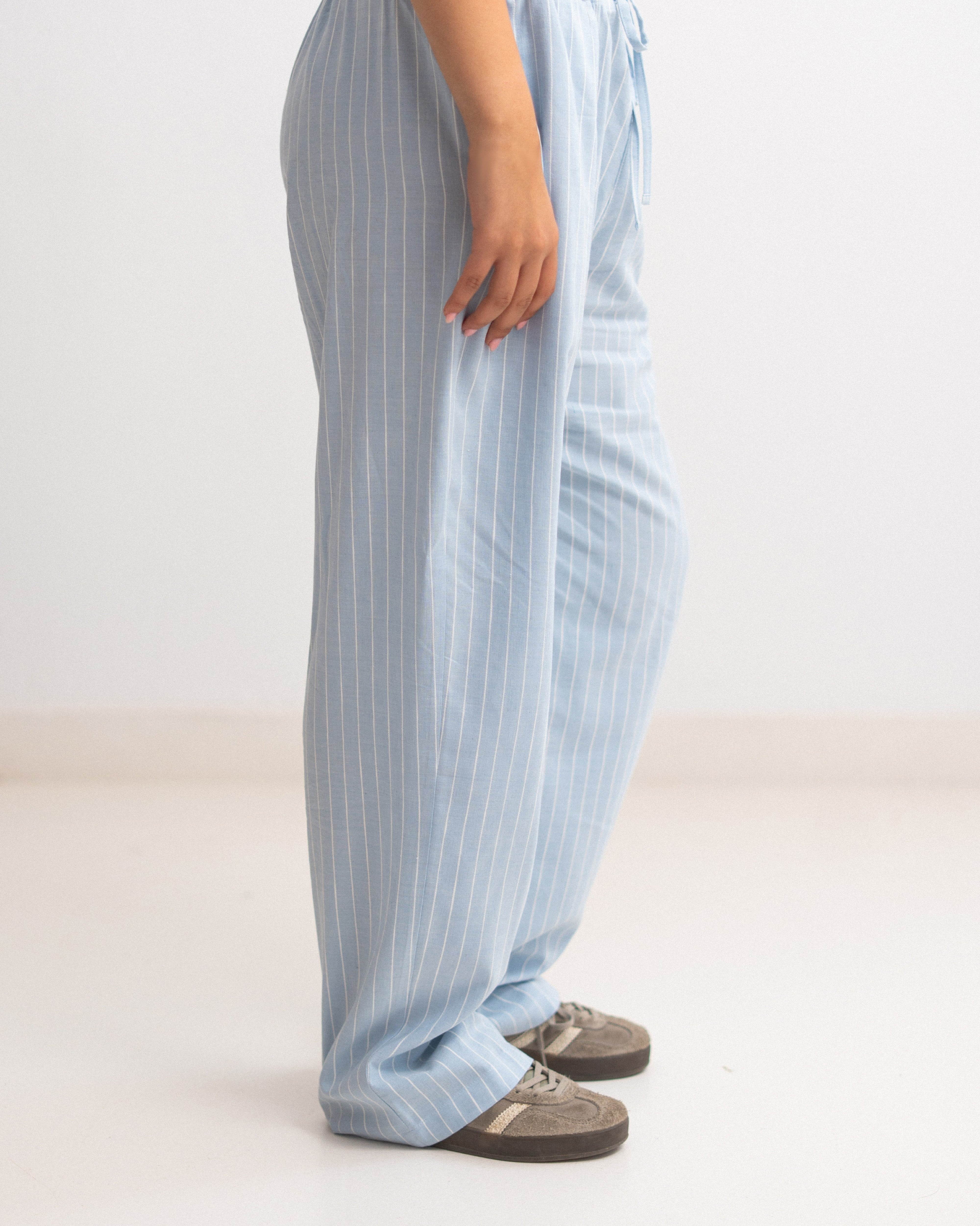 Relaxed Cotton Pants - Striped
