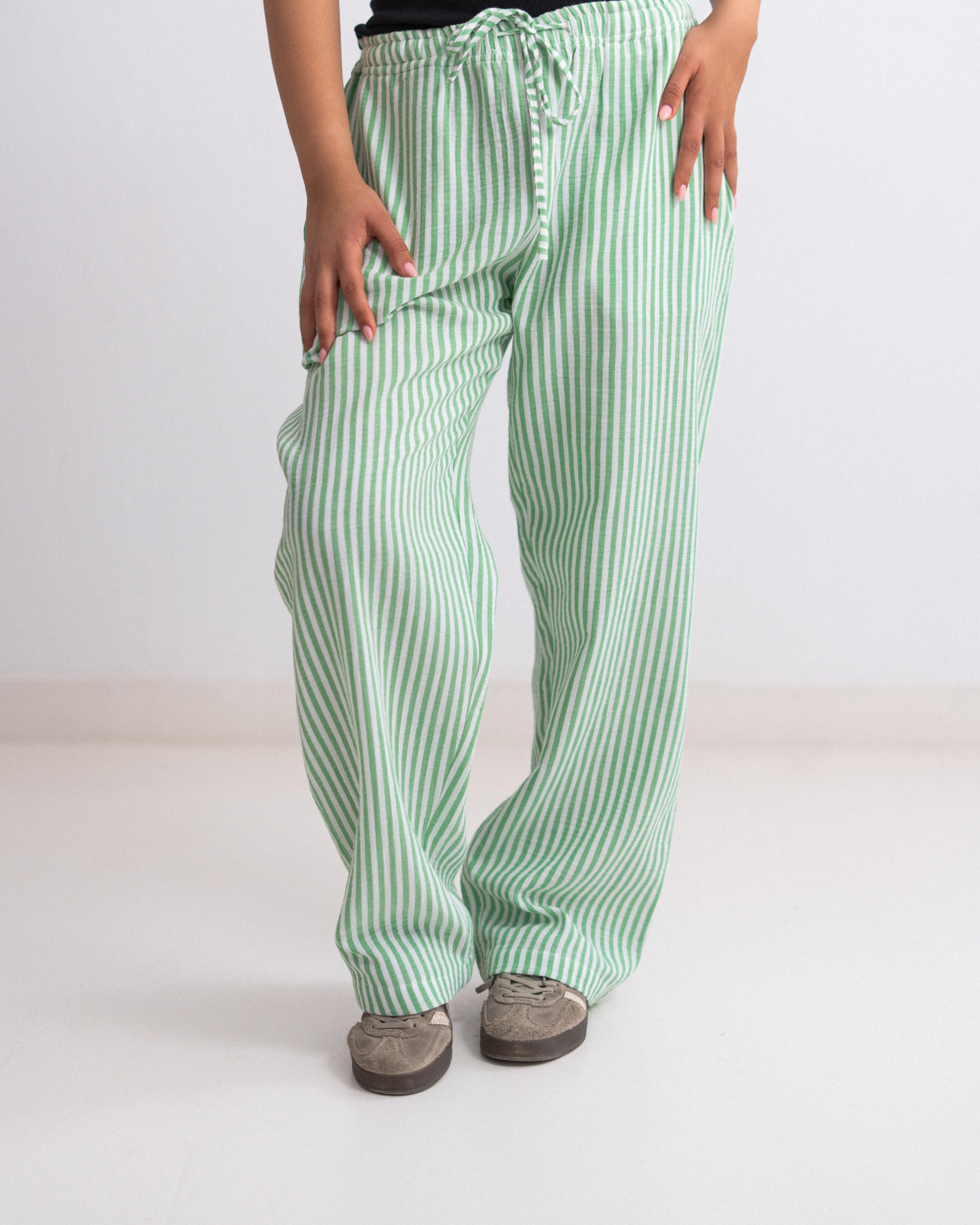 Relaxed Cotton Gauze Pants - Striped