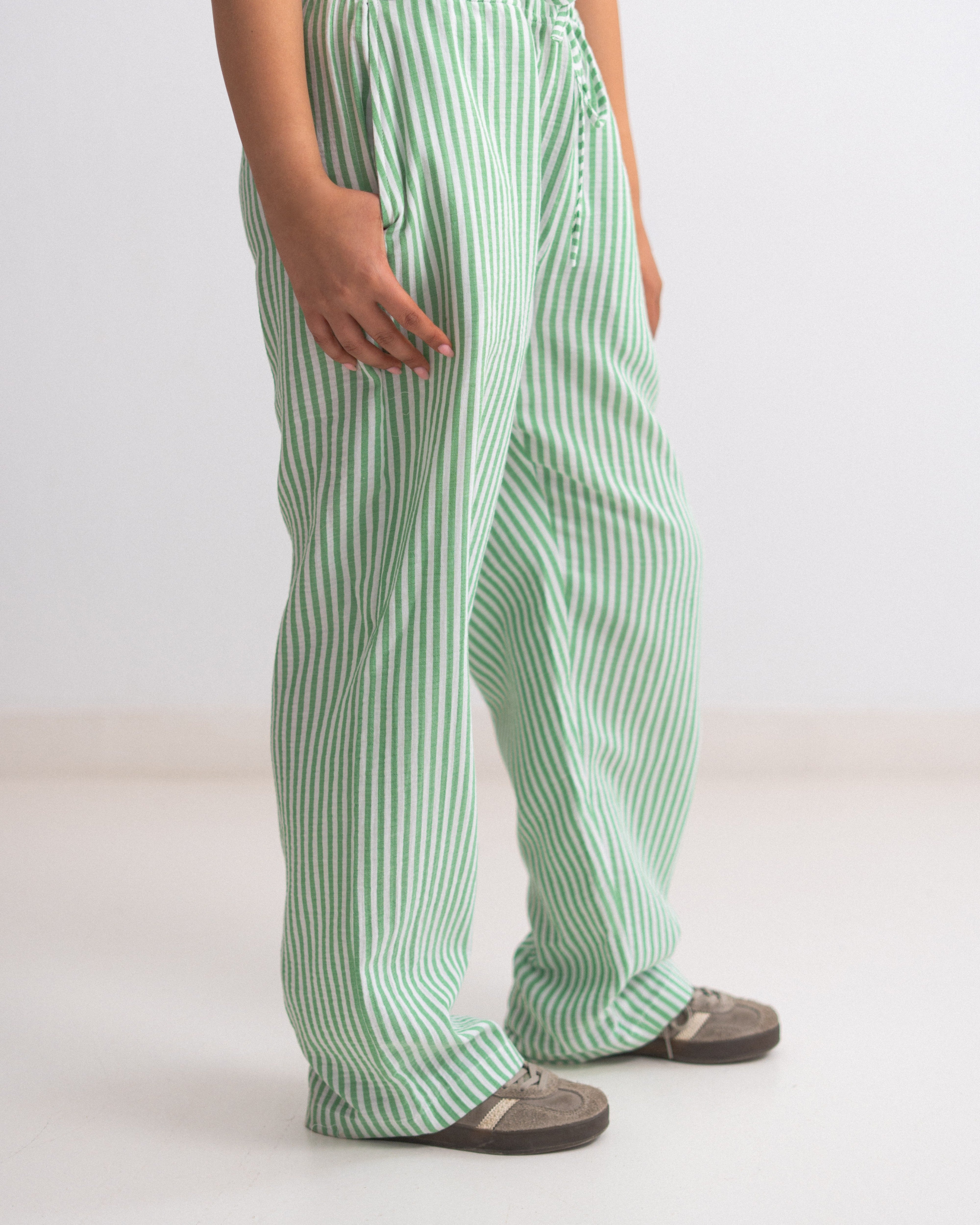Relaxed Cotton Gauze Pants - Striped