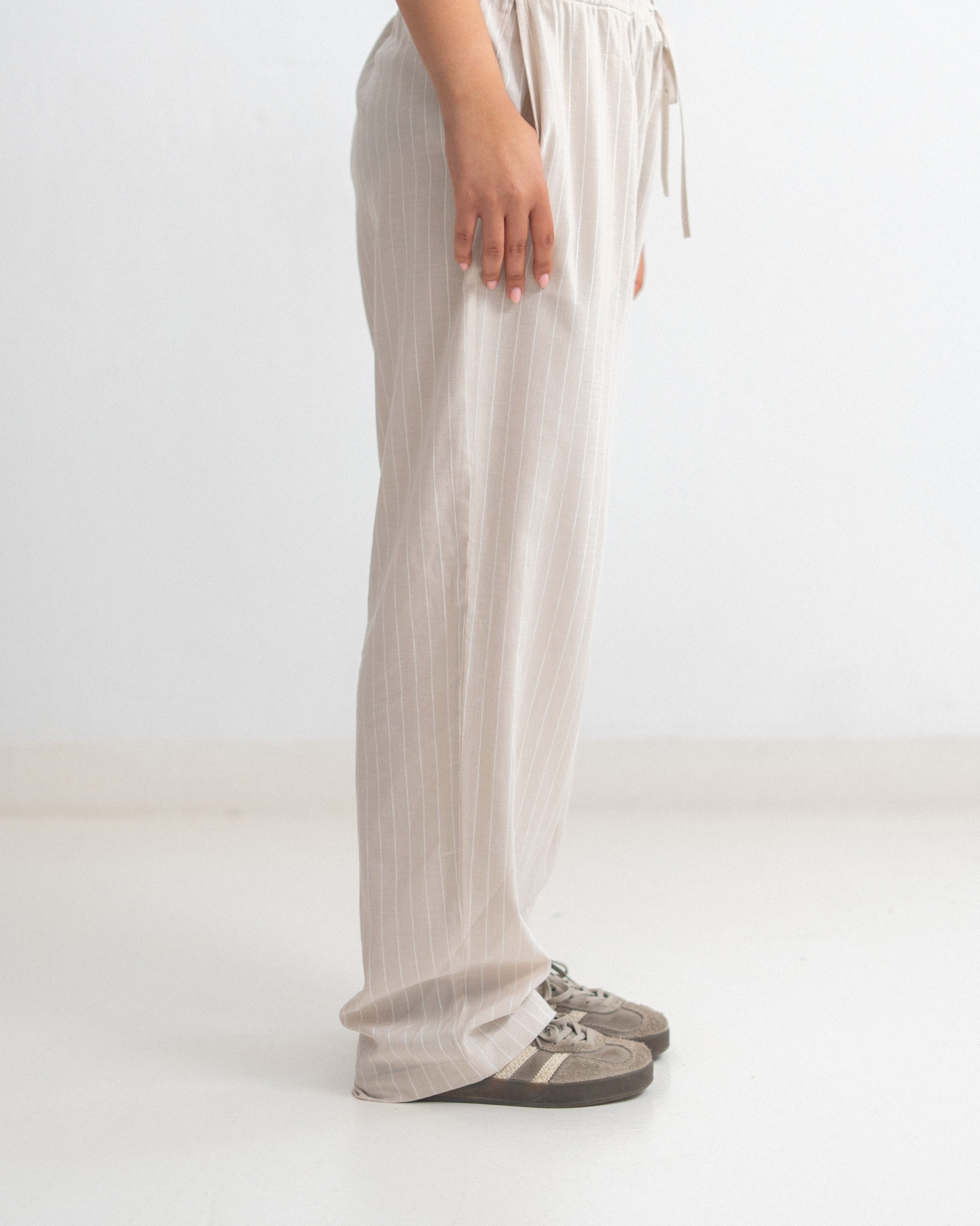 Relaxed Cotton Pants - Striped
