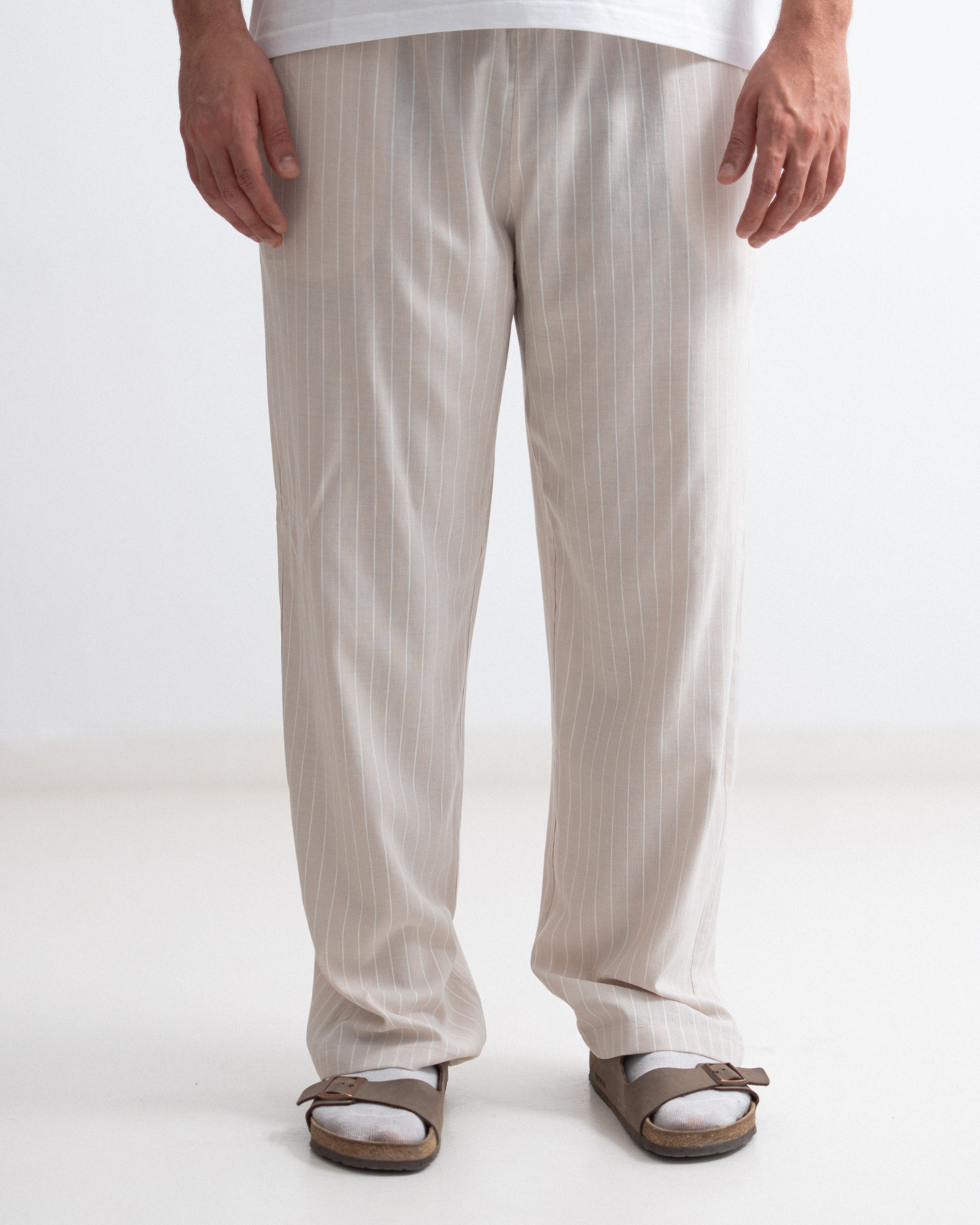 Relaxed Cotton Pants - Striped
