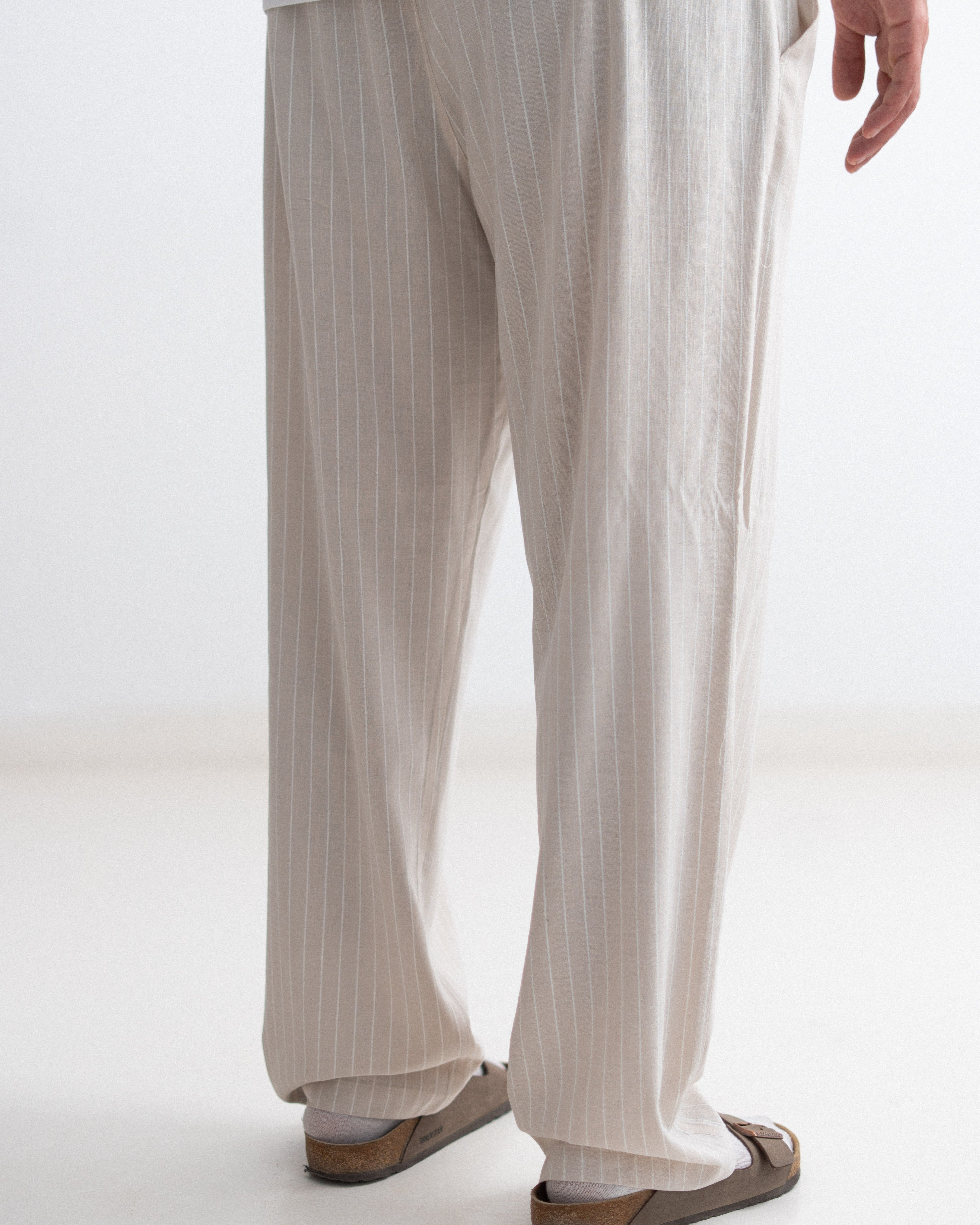 Relaxed Cotton Pants - Striped