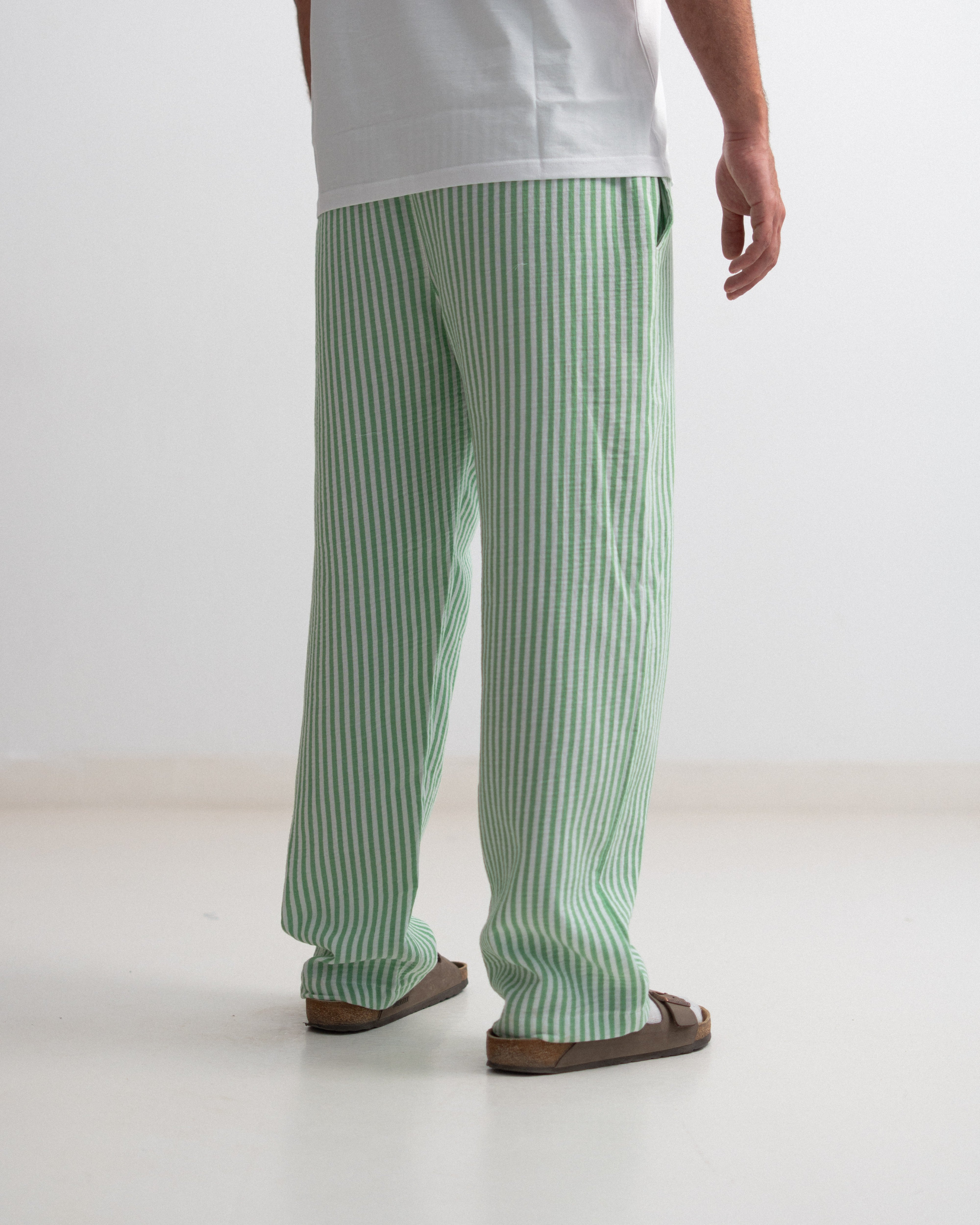 Relaxed Cotton Gauze Pants - Striped