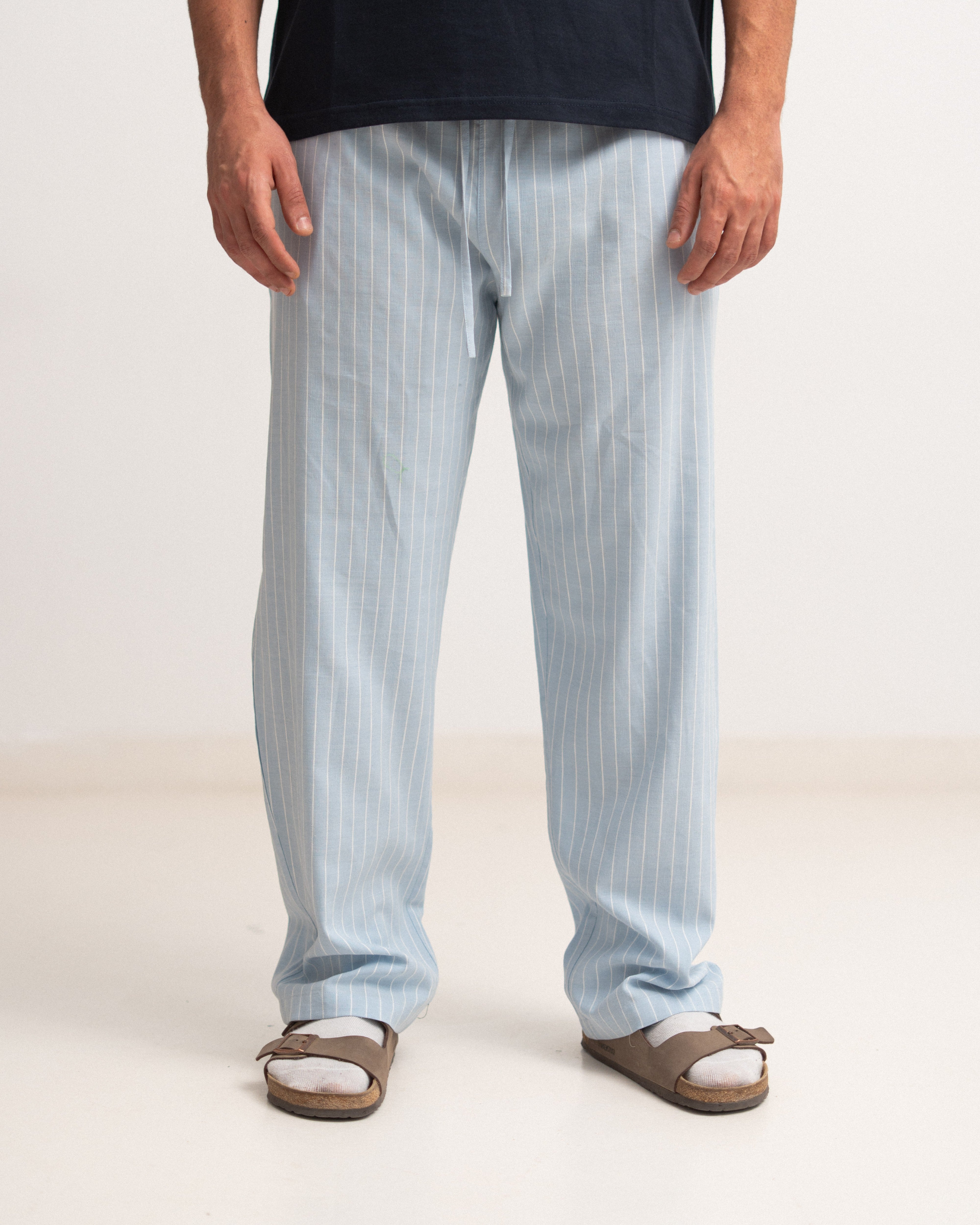 Relaxed Cotton Pants - Striped