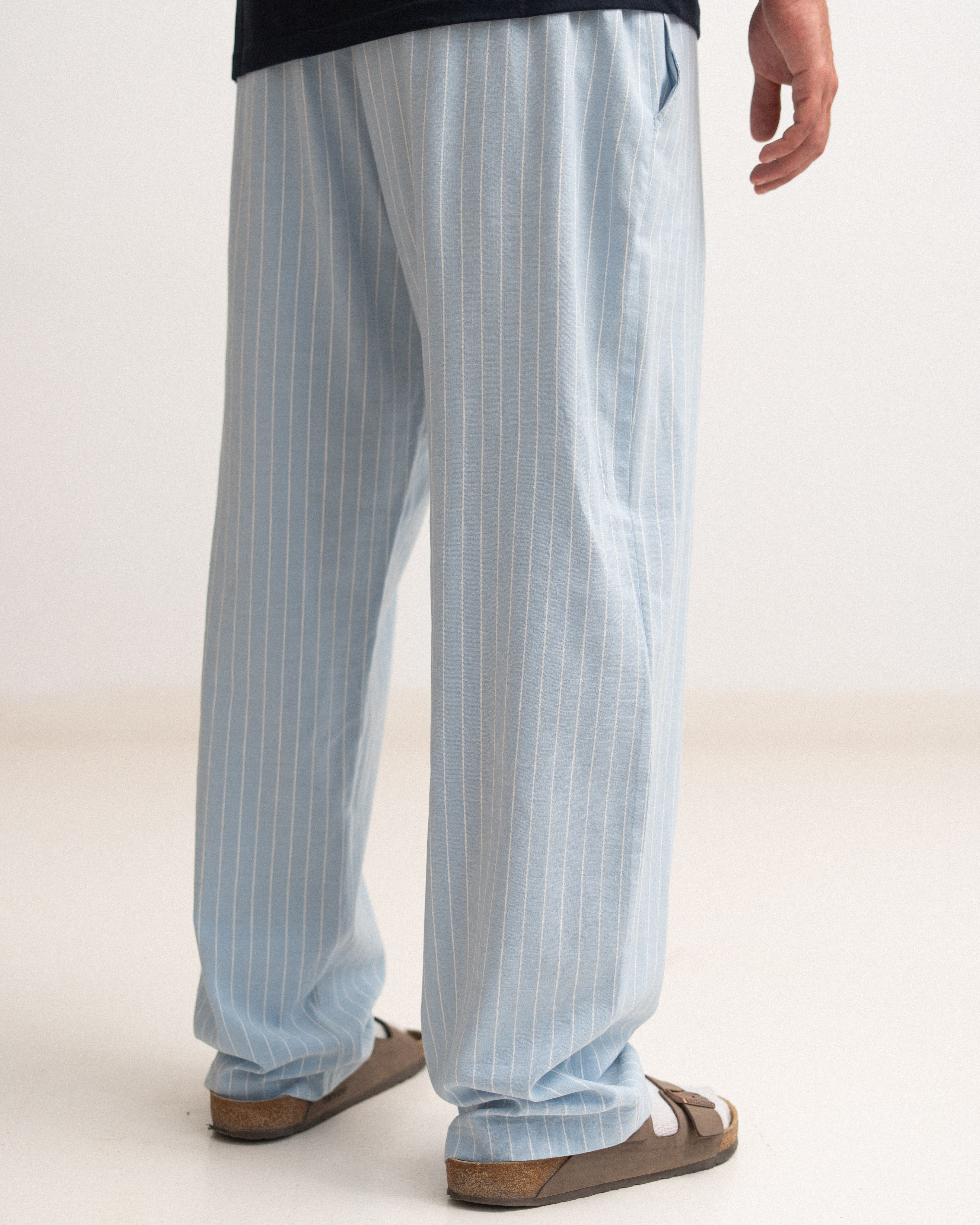 Relaxed Cotton Pants - Striped