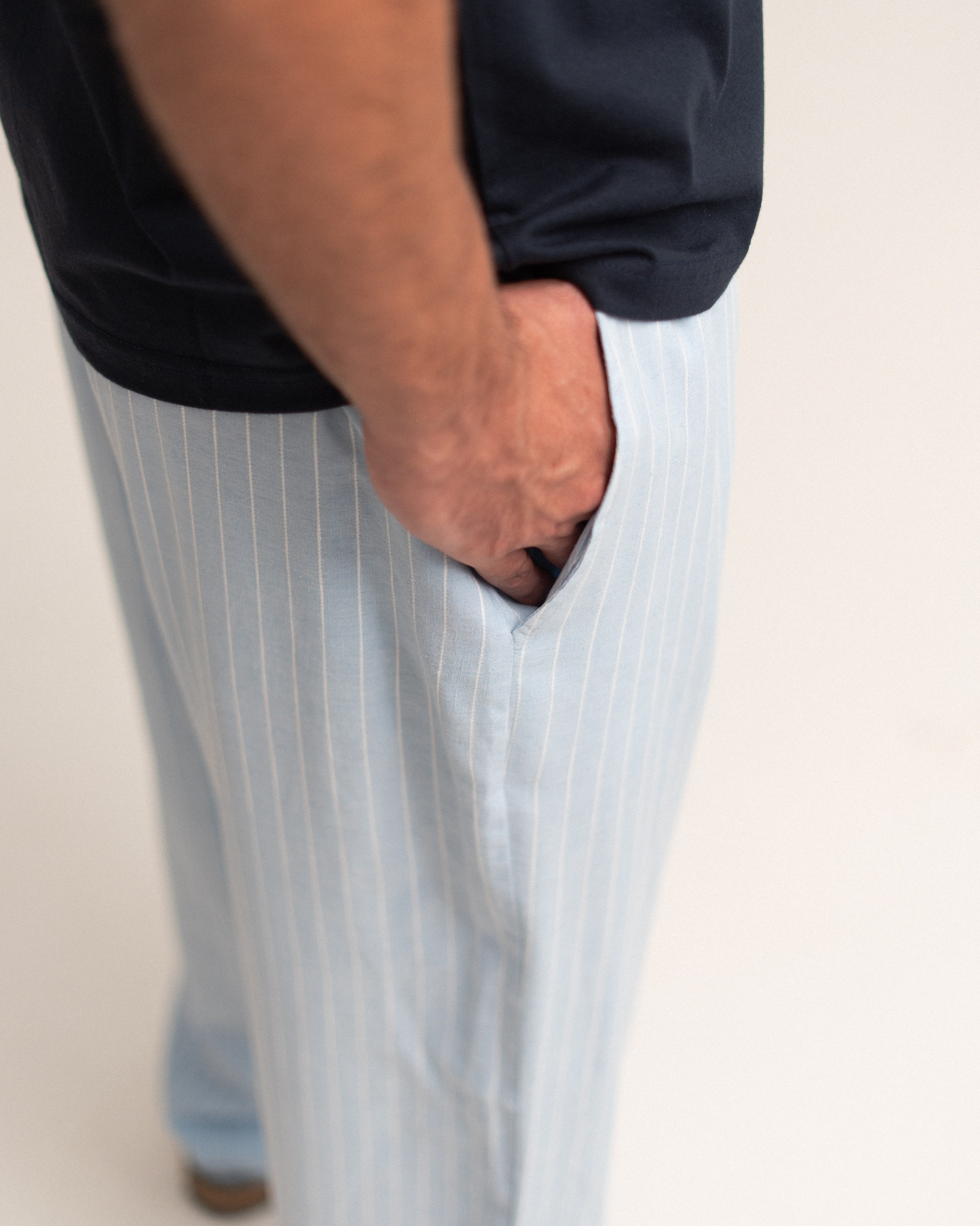 Relaxed Cotton Pants - Striped