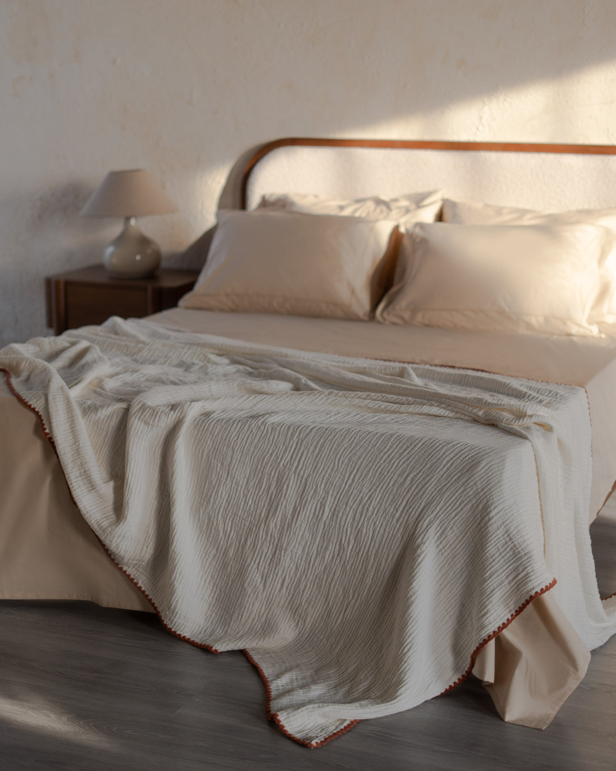 Crochet-Border Coverlet - Muslin - Cotton