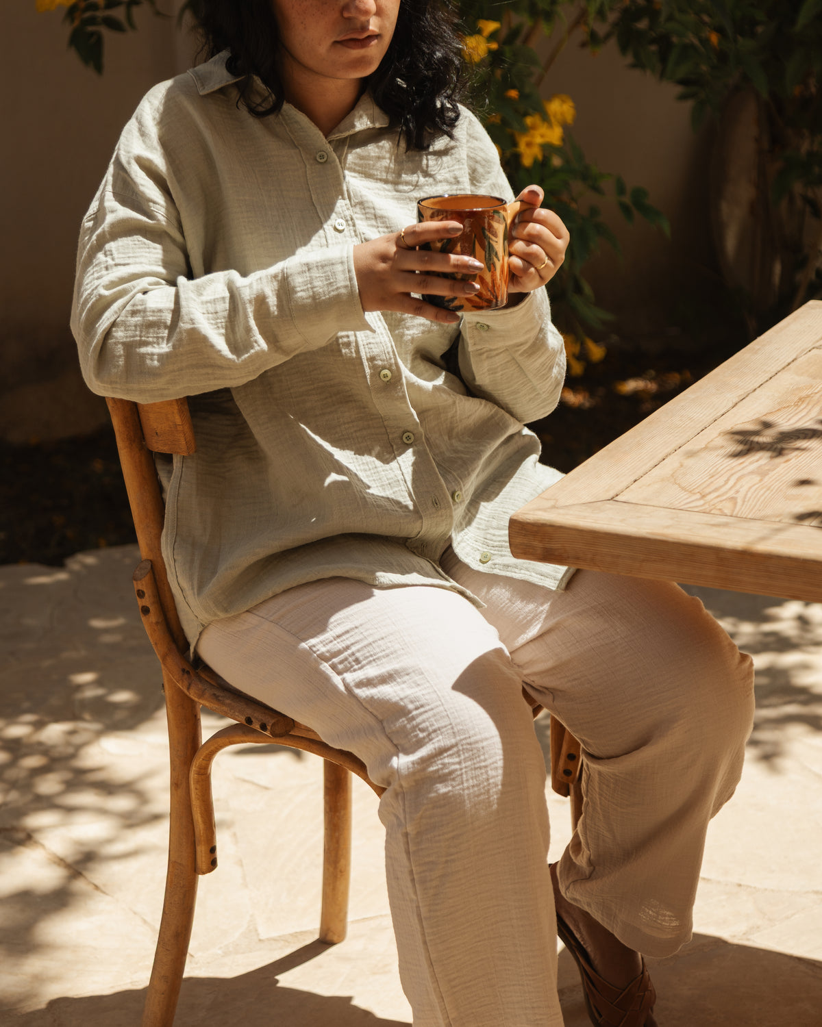Relaxed Cotton Gauze Shirt - Long Sleeve