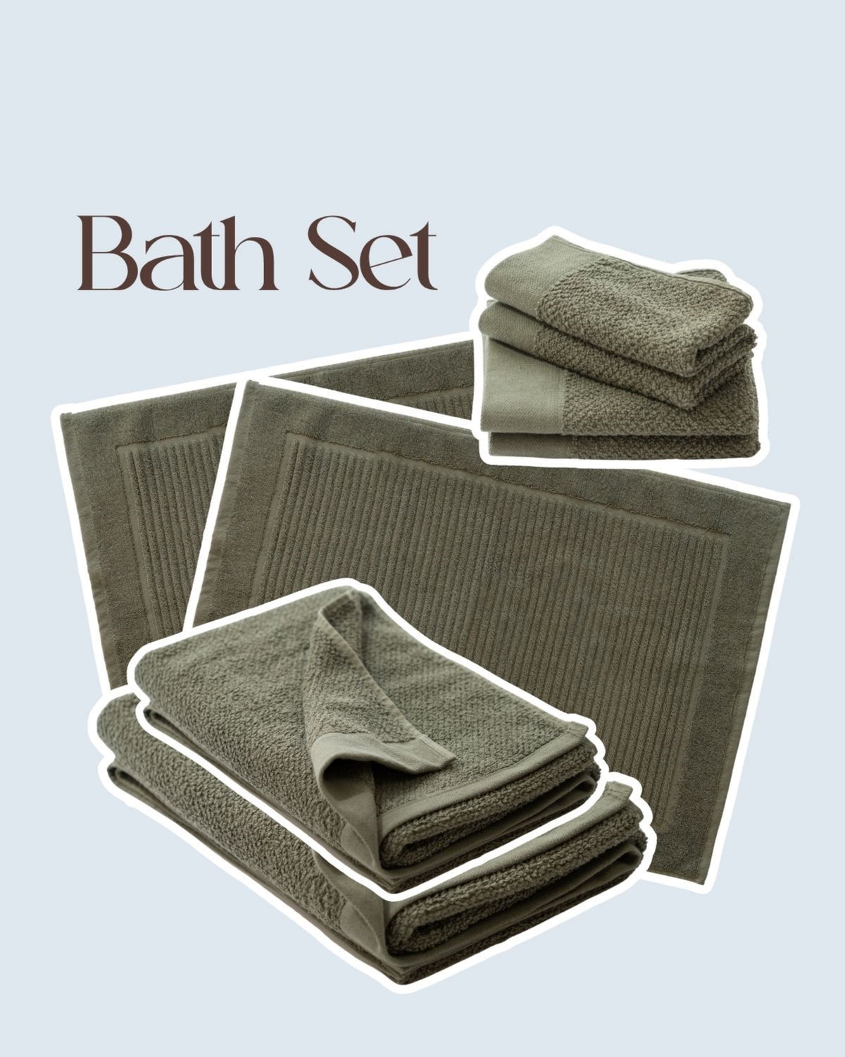 Bath Set (Body Towel + Face Towel + 4 Hand Towel + 2 Bathmats)