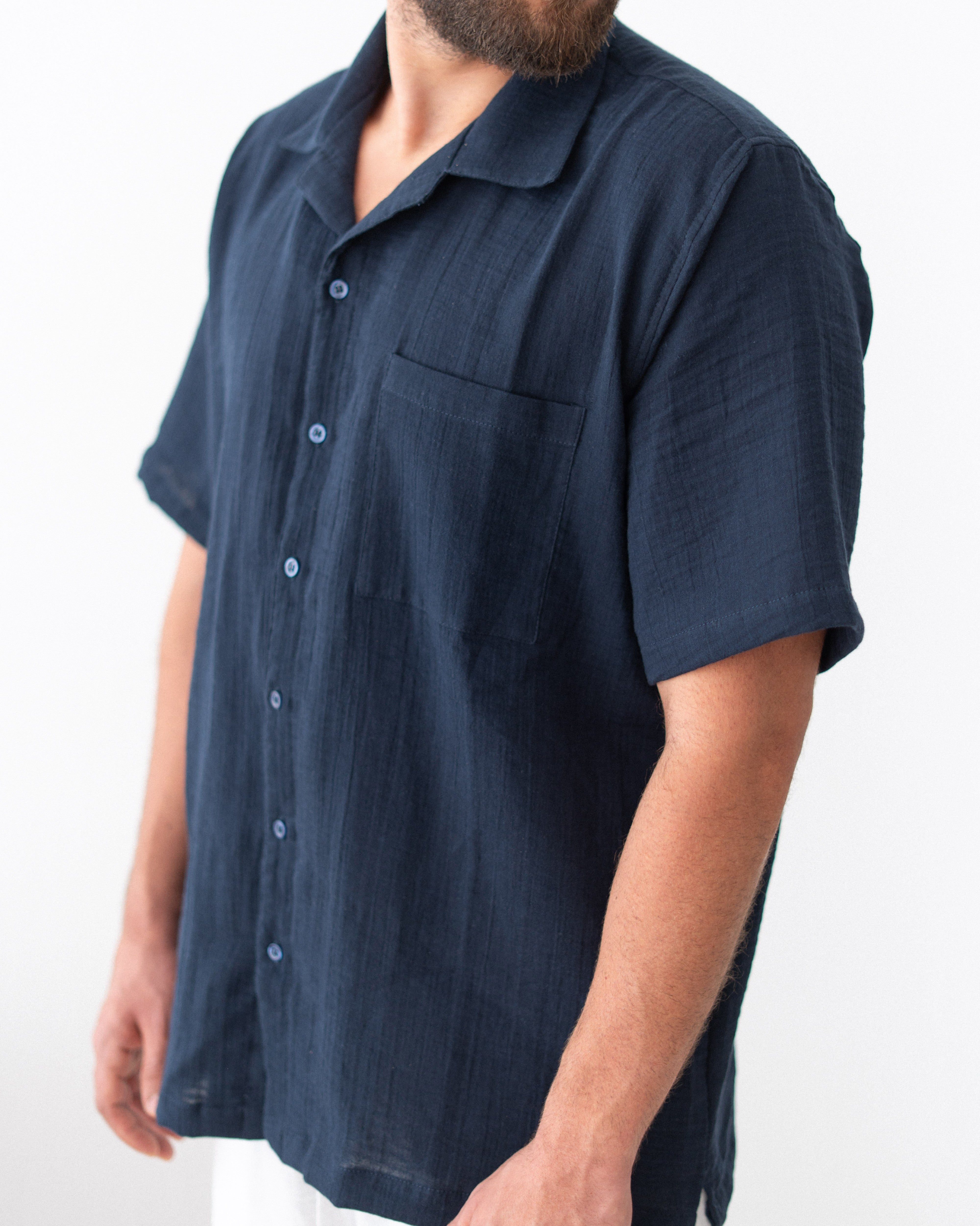 Relaxed Cotton Gauze Shirt - Half Sleeve