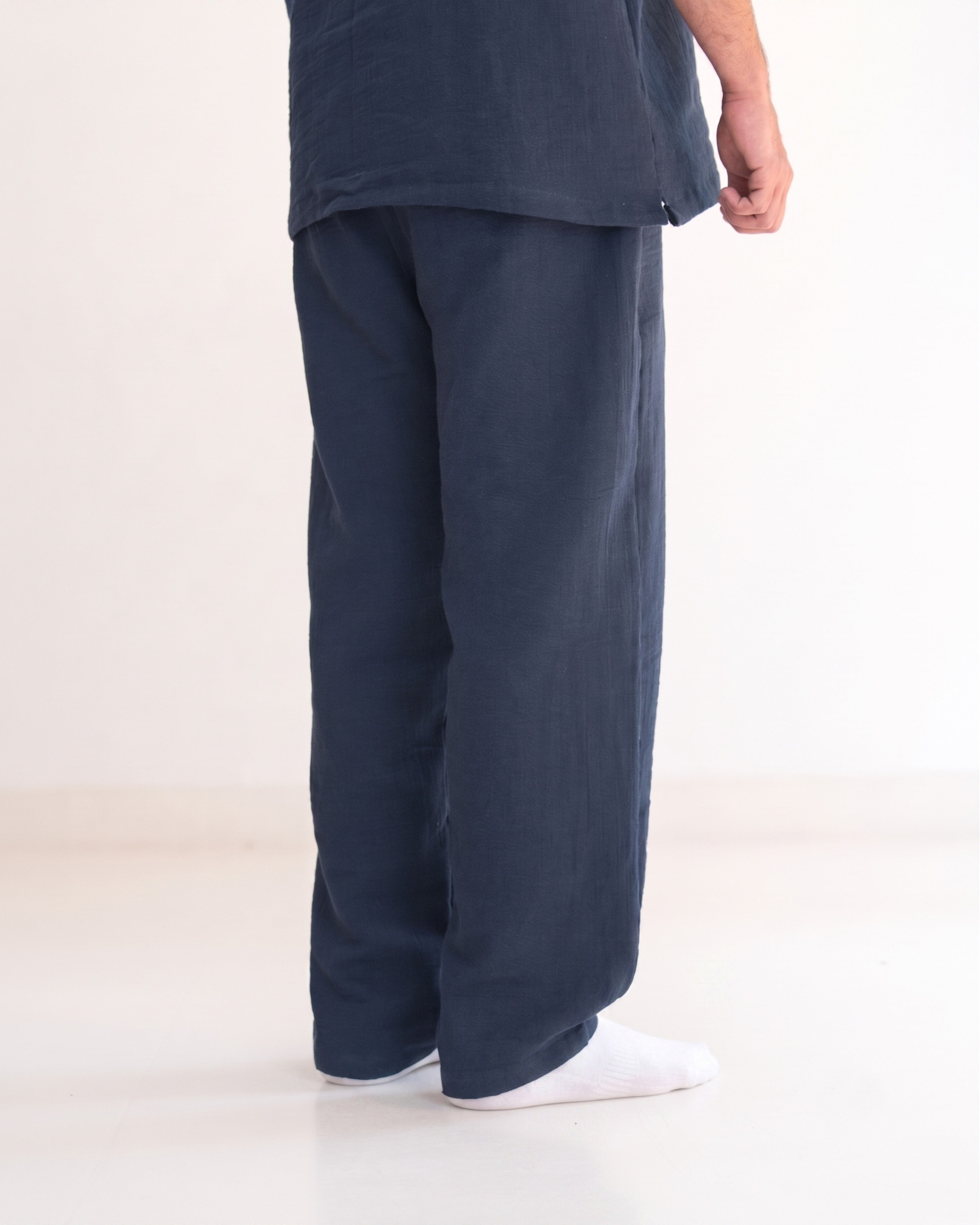 Relaxed Cotton Gauze Pants - Plain