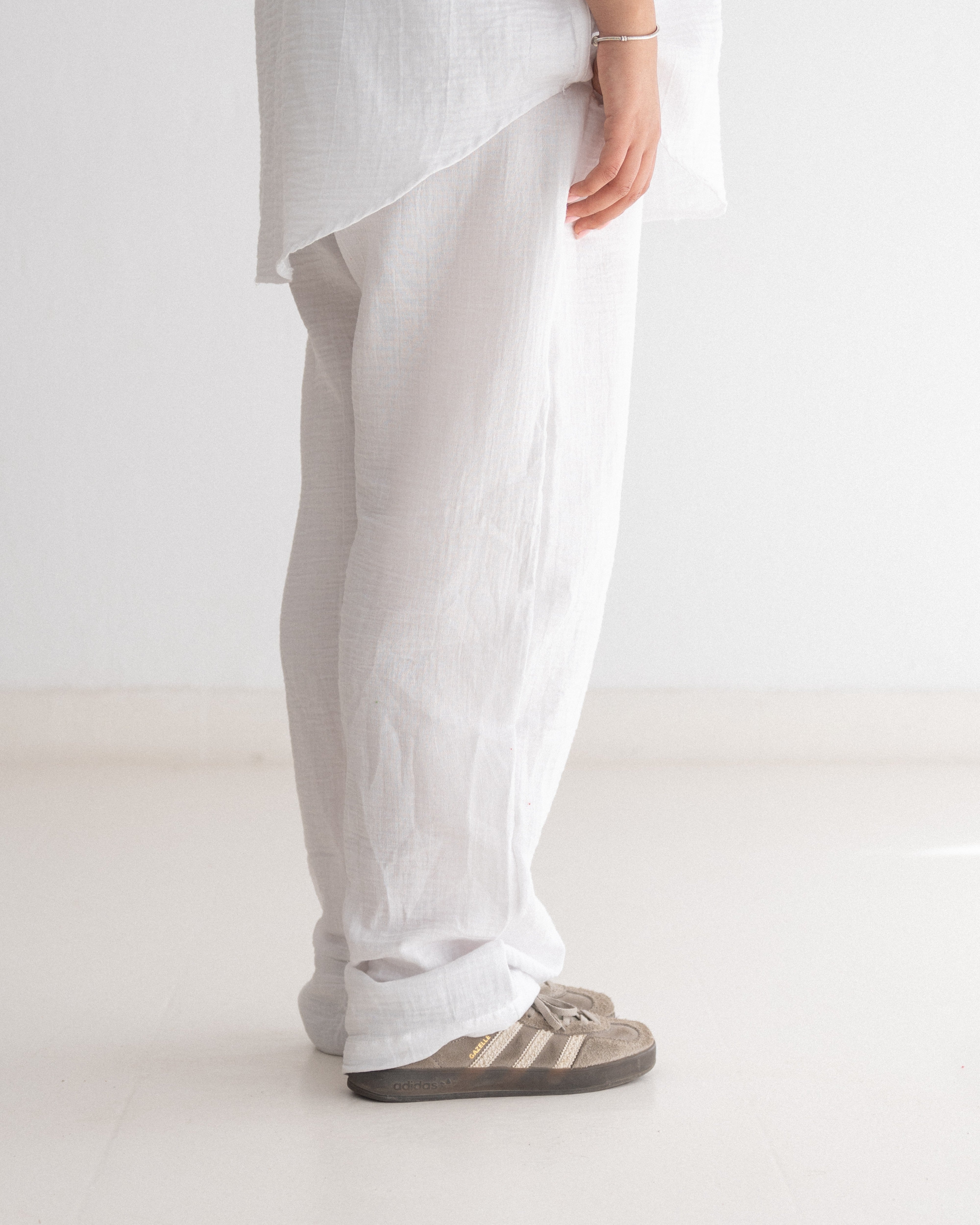 Relaxed Cotton Gauze Pants - Plain