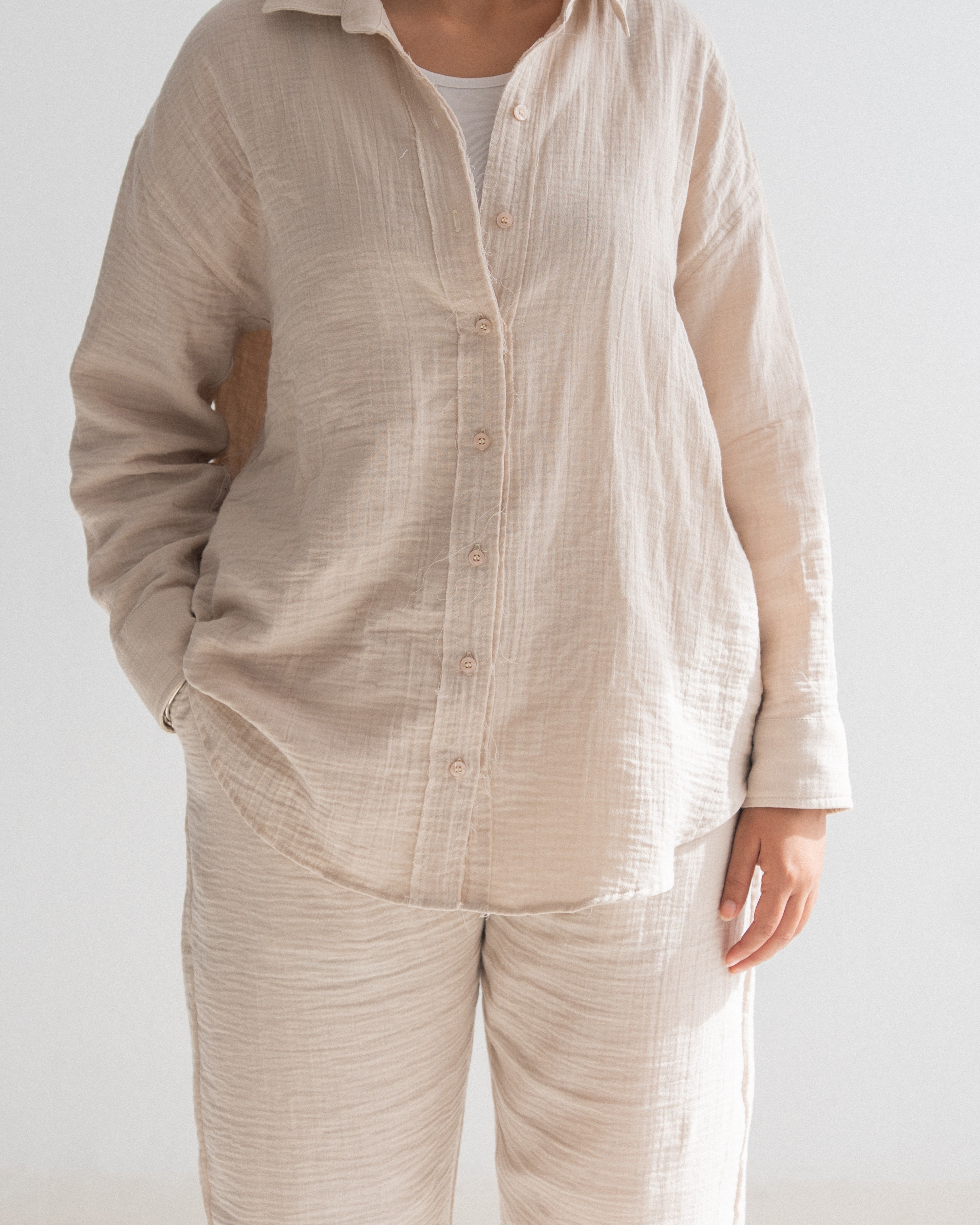 Relaxed Cotton Gauze Shirt - Long Sleeve