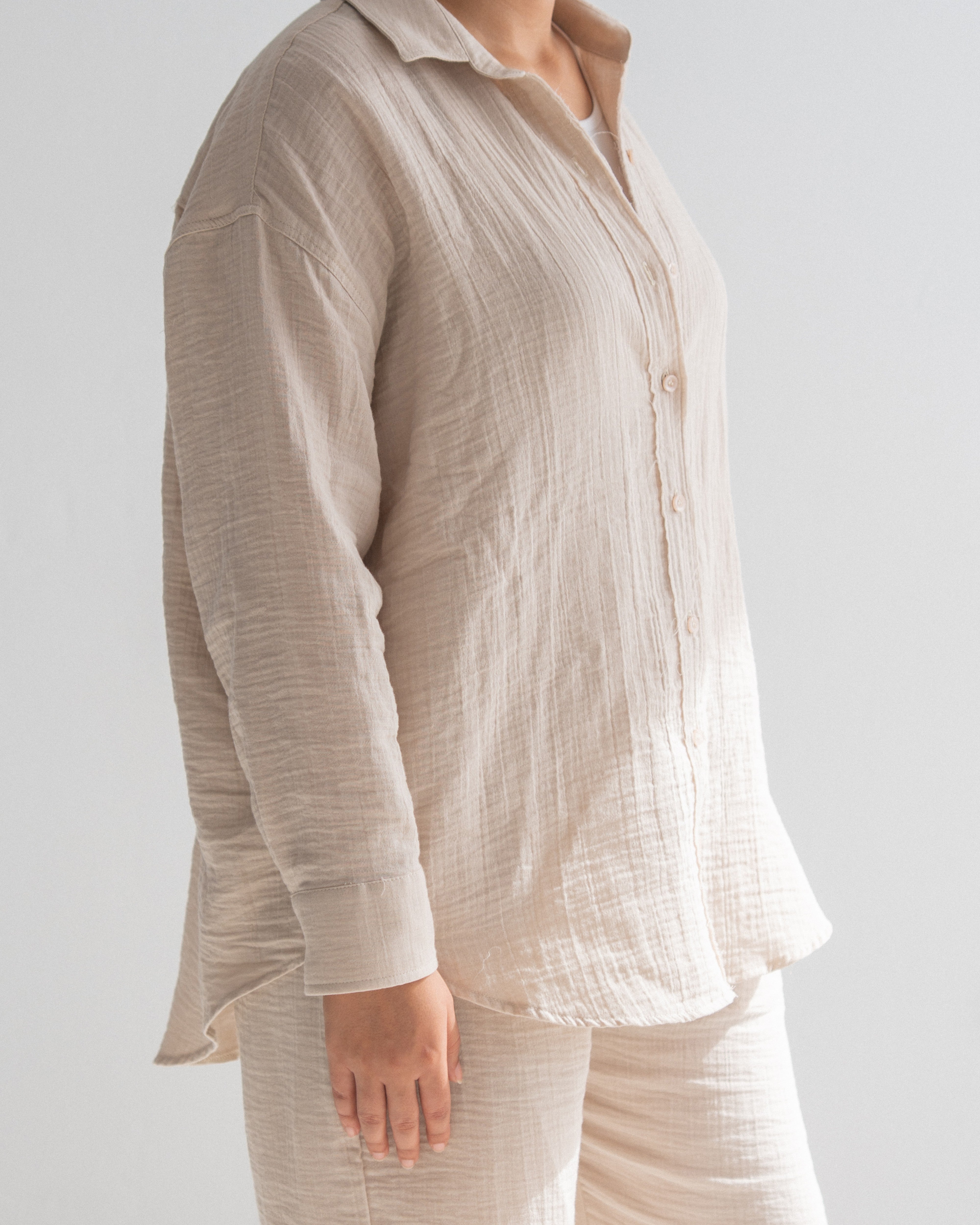 Relaxed Cotton Gauze Shirt - Long Sleeve