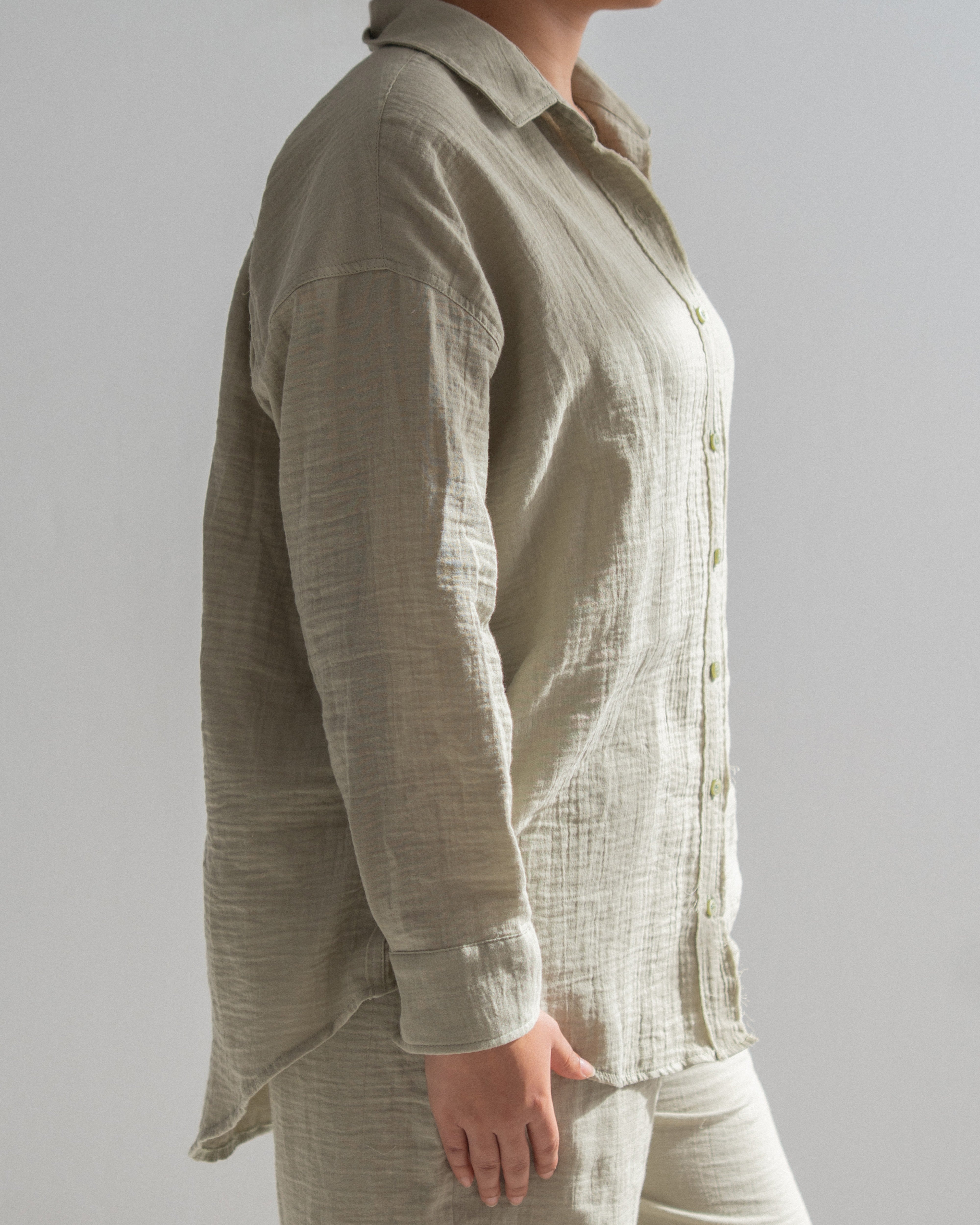 Relaxed Cotton Gauze Shirt - Long Sleeve