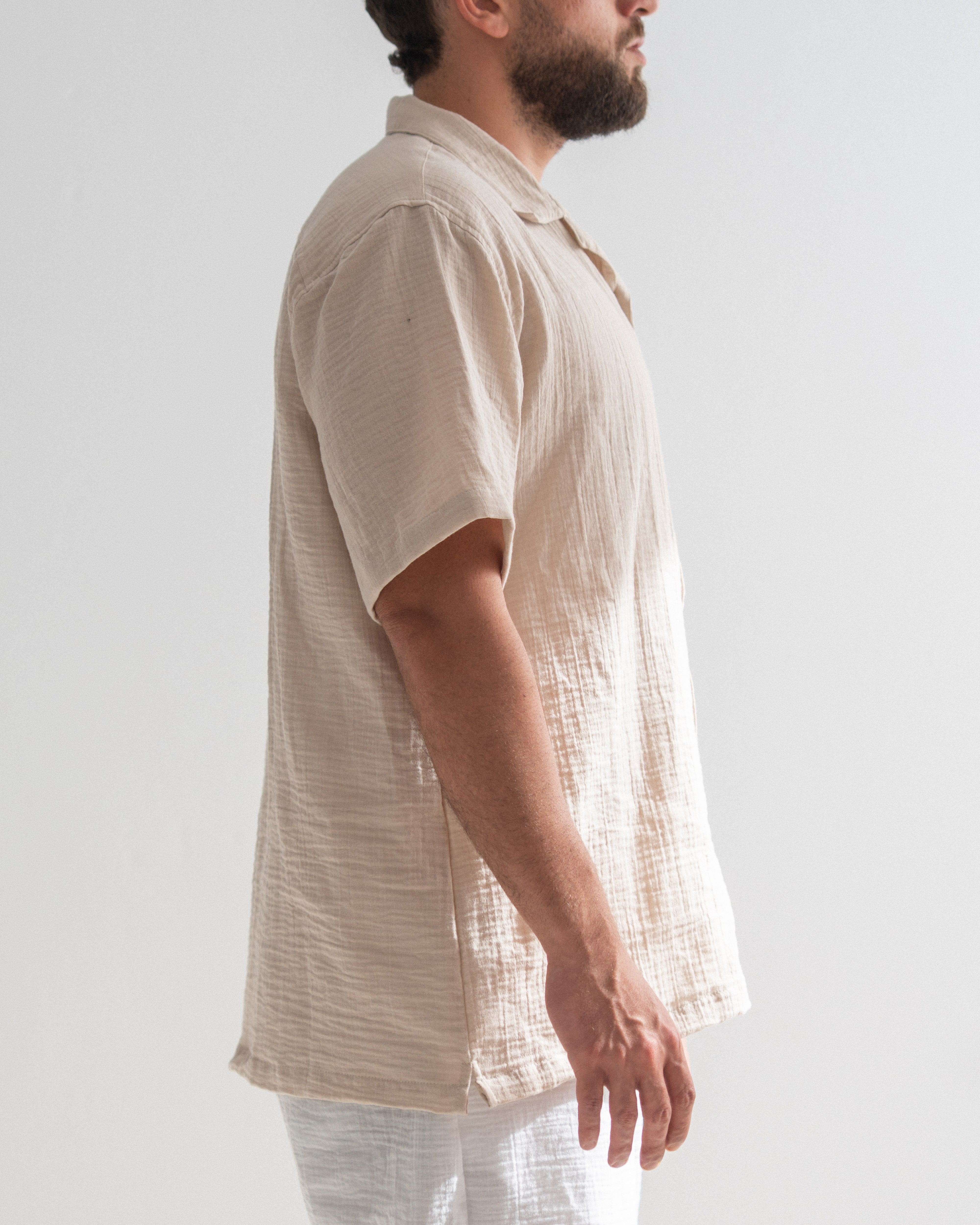 Relaxed Cotton Gauze Shirt - Half Sleeve