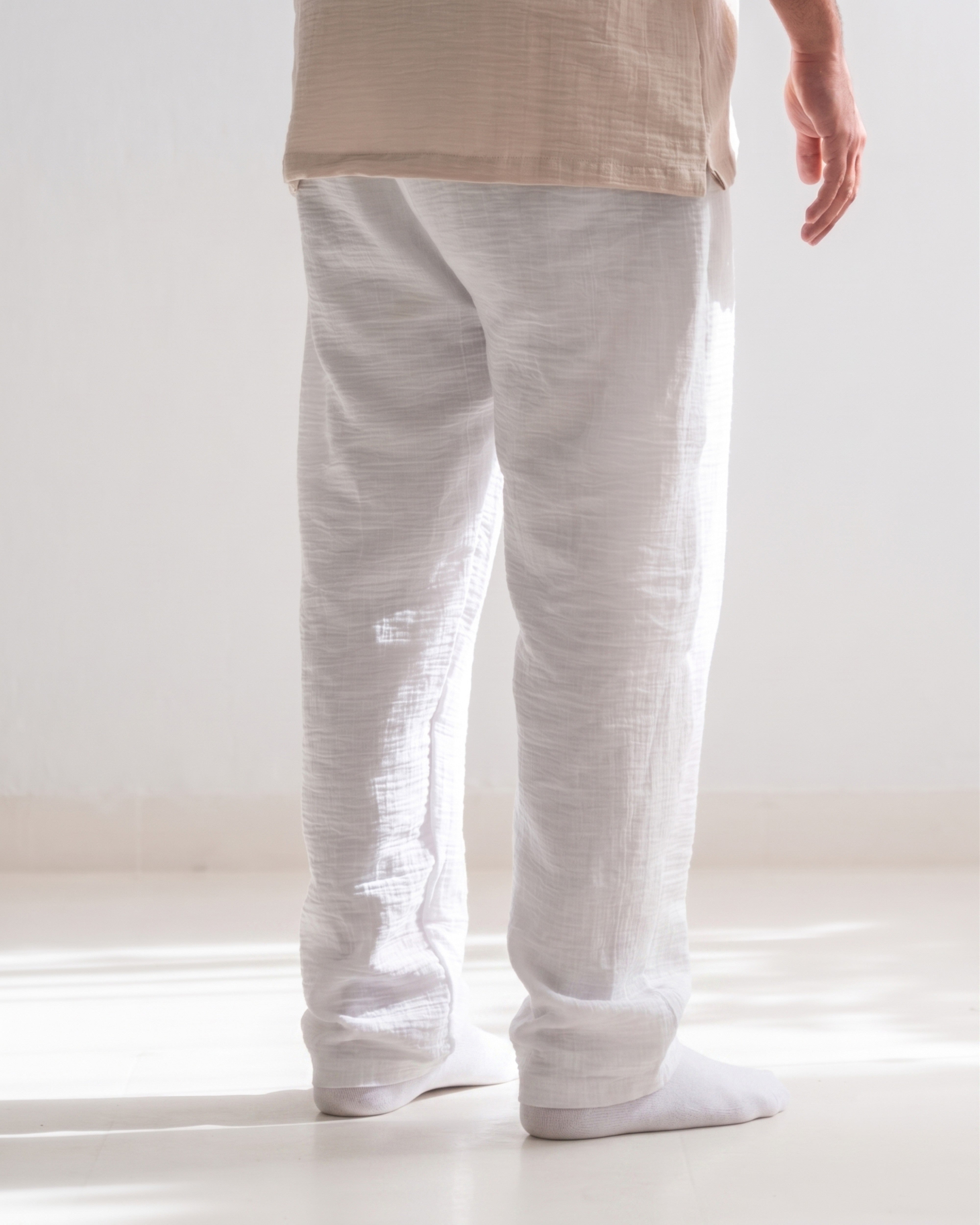 Relaxed Cotton Gauze Pants - Plain