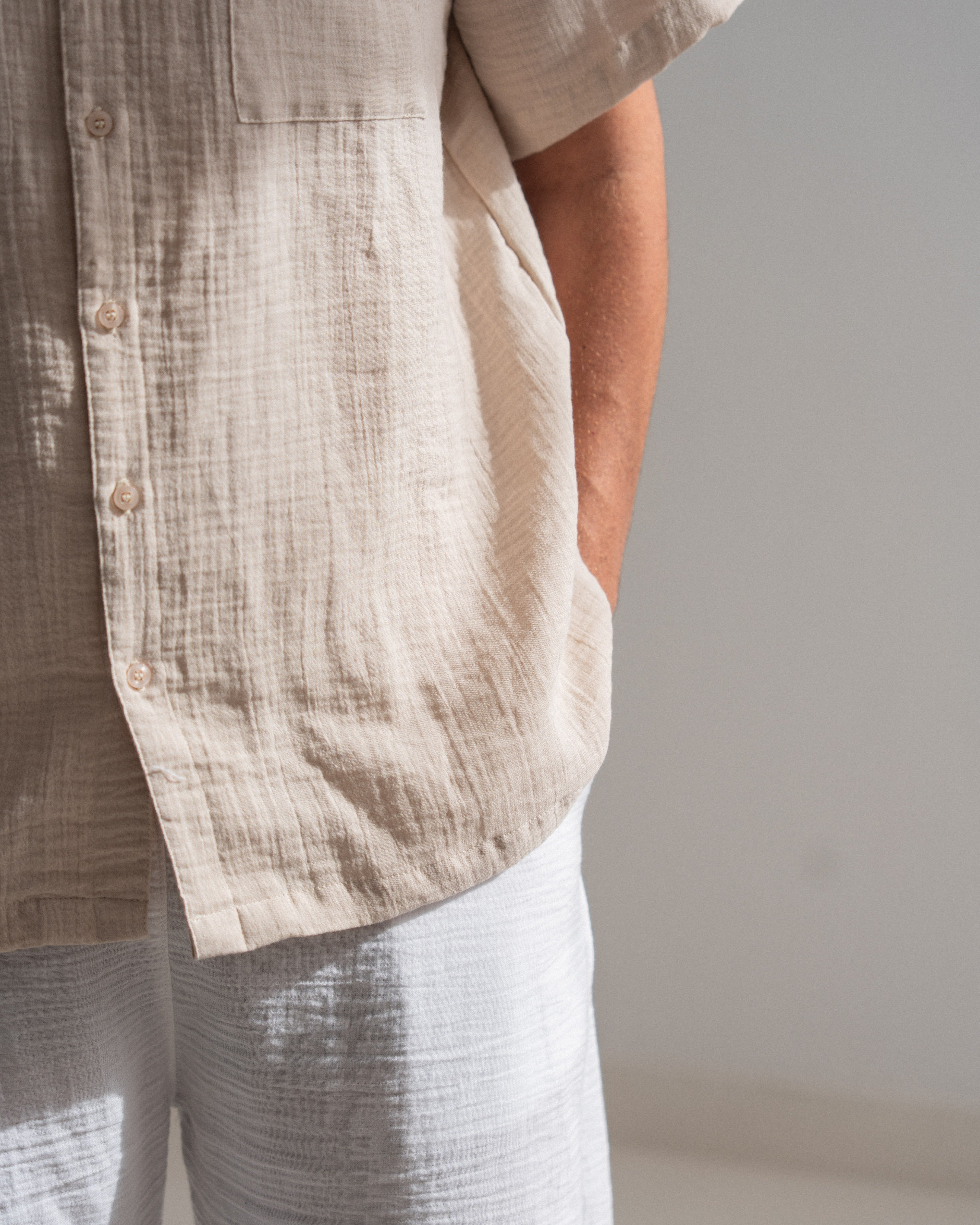 Relaxed Cotton Gauze Shirt - Half Sleeve