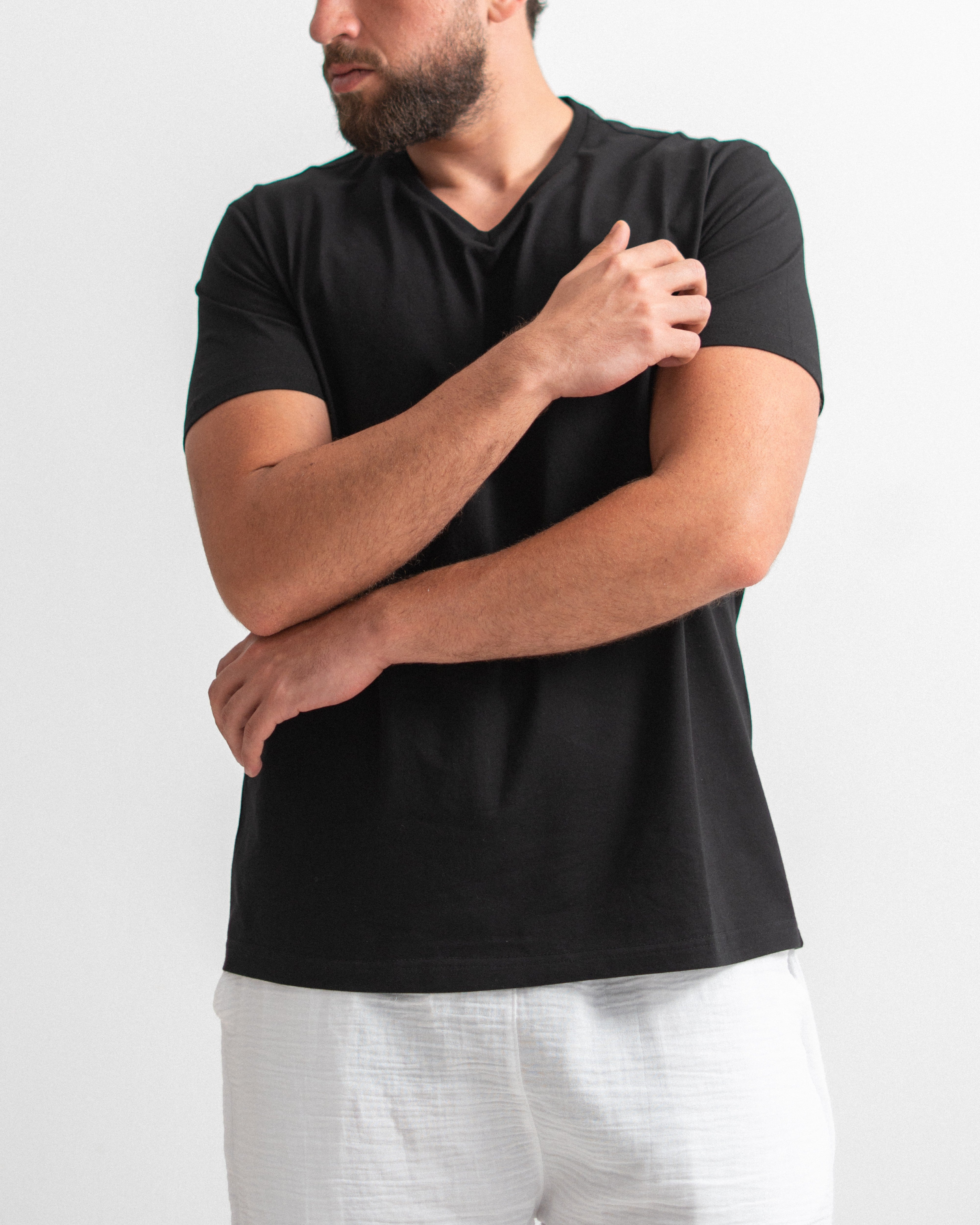 Regular Cotton T-shirt -  V Neck