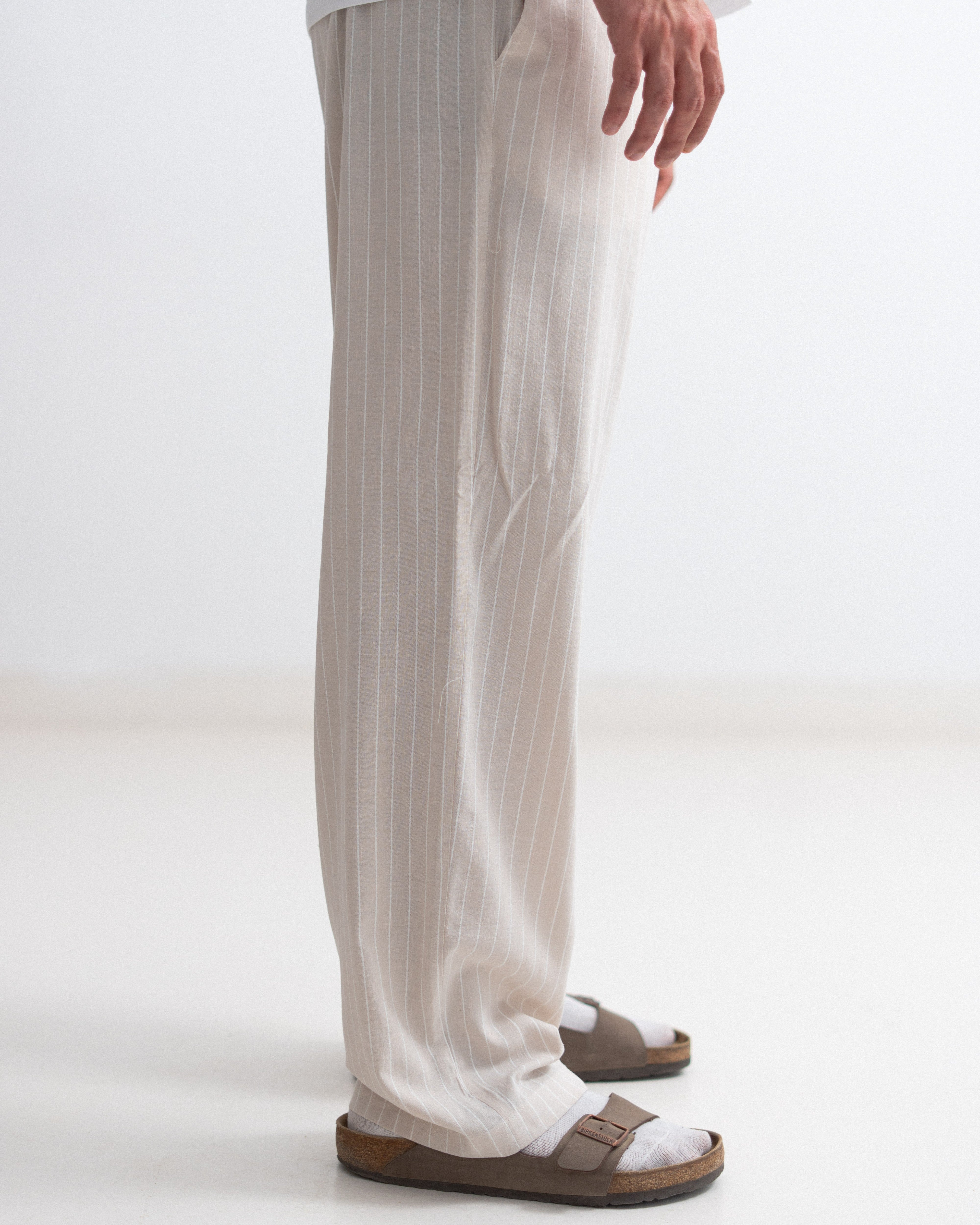 Relaxed Cotton Pants - Striped