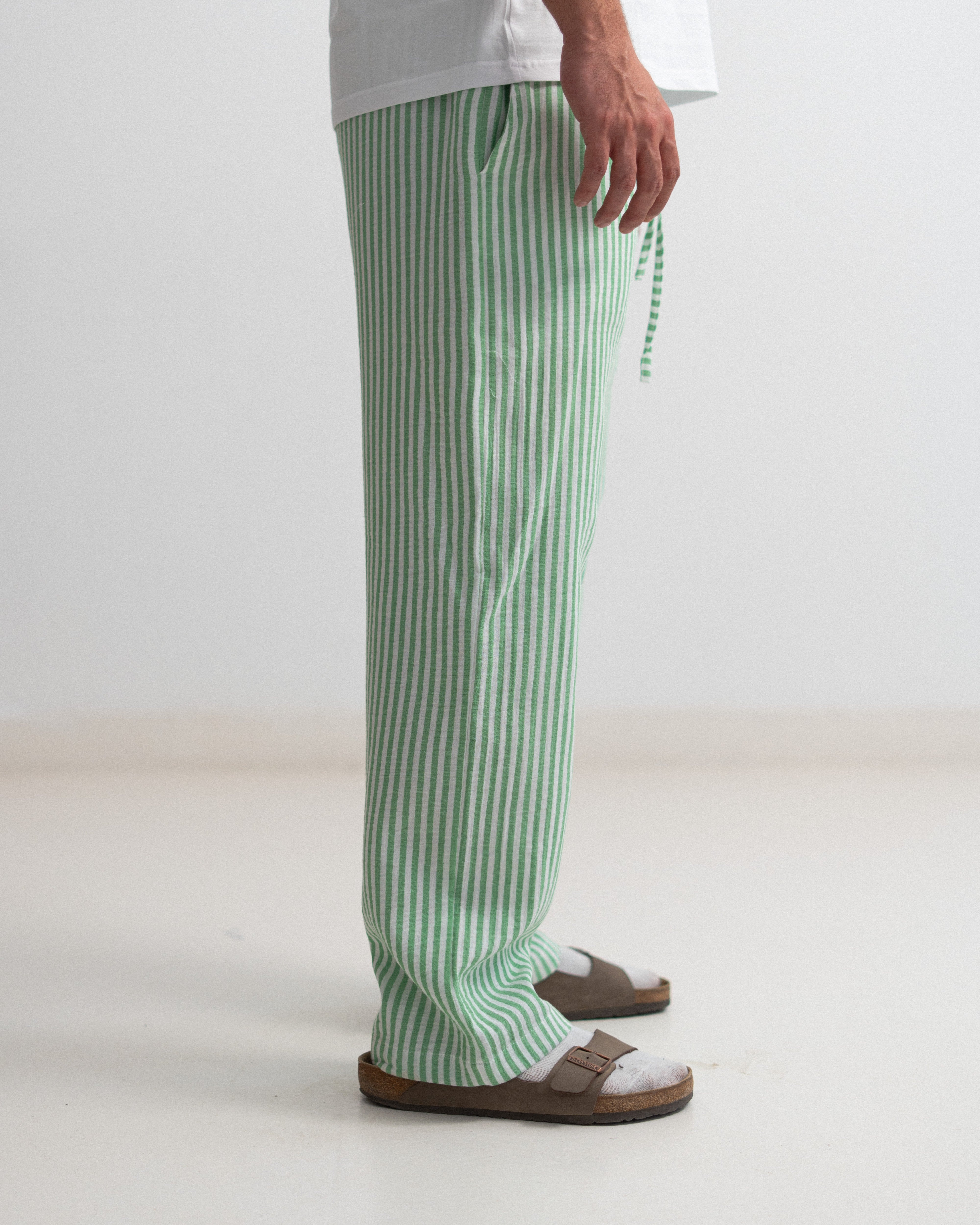 Relaxed Cotton Gauze Pants - Striped