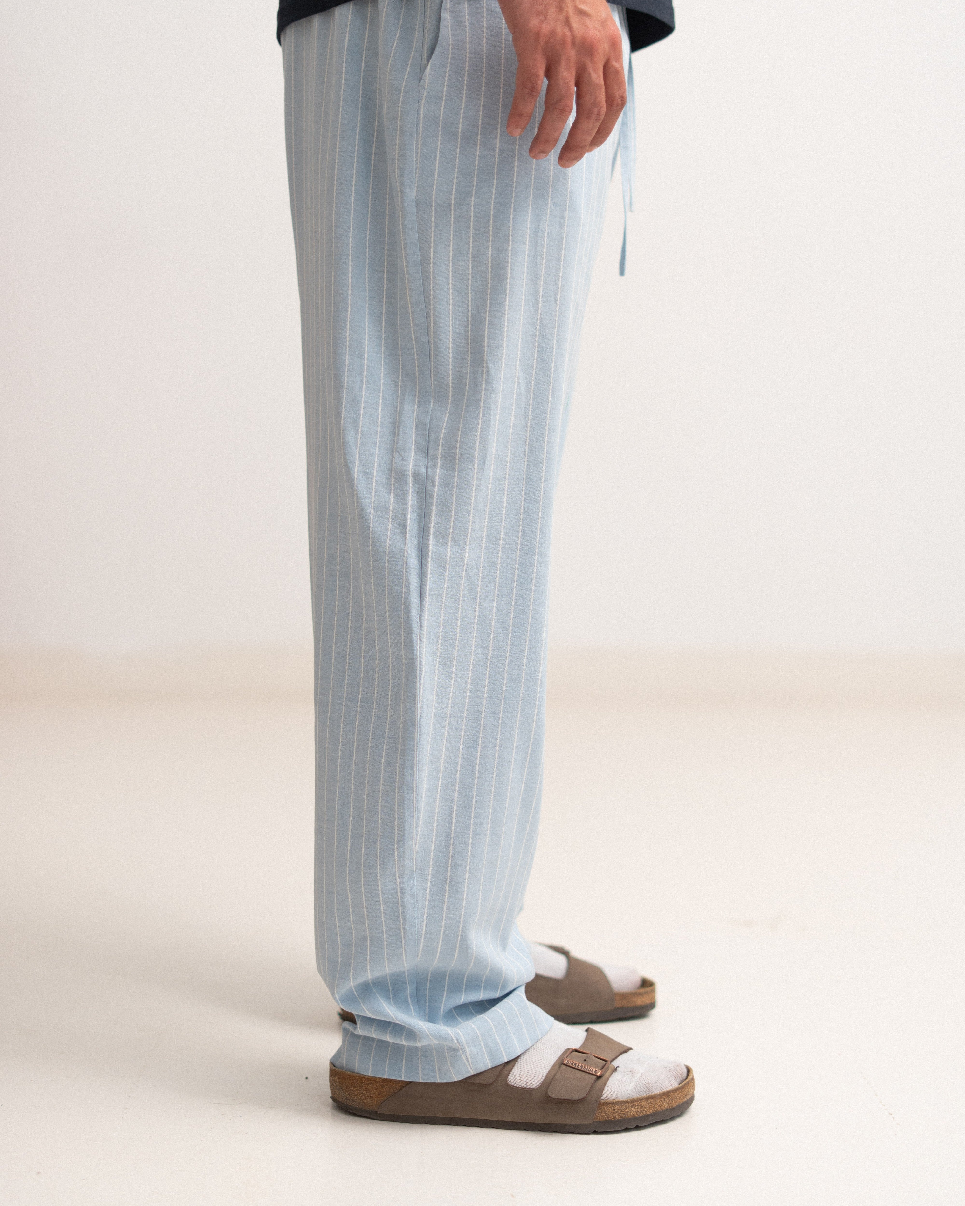 Relaxed Cotton Pants - Striped