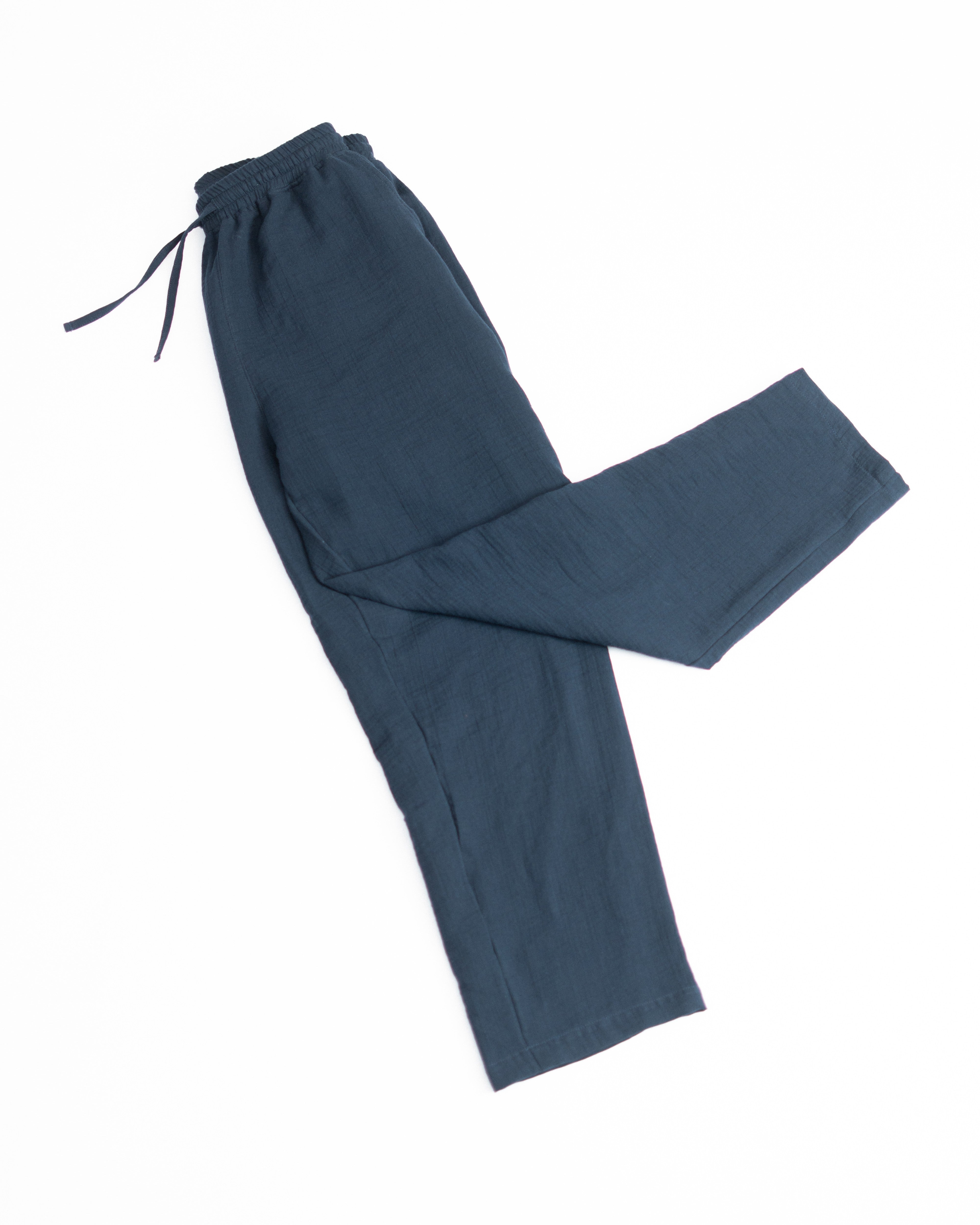 Relaxed Cotton Gauze Pants - Plain