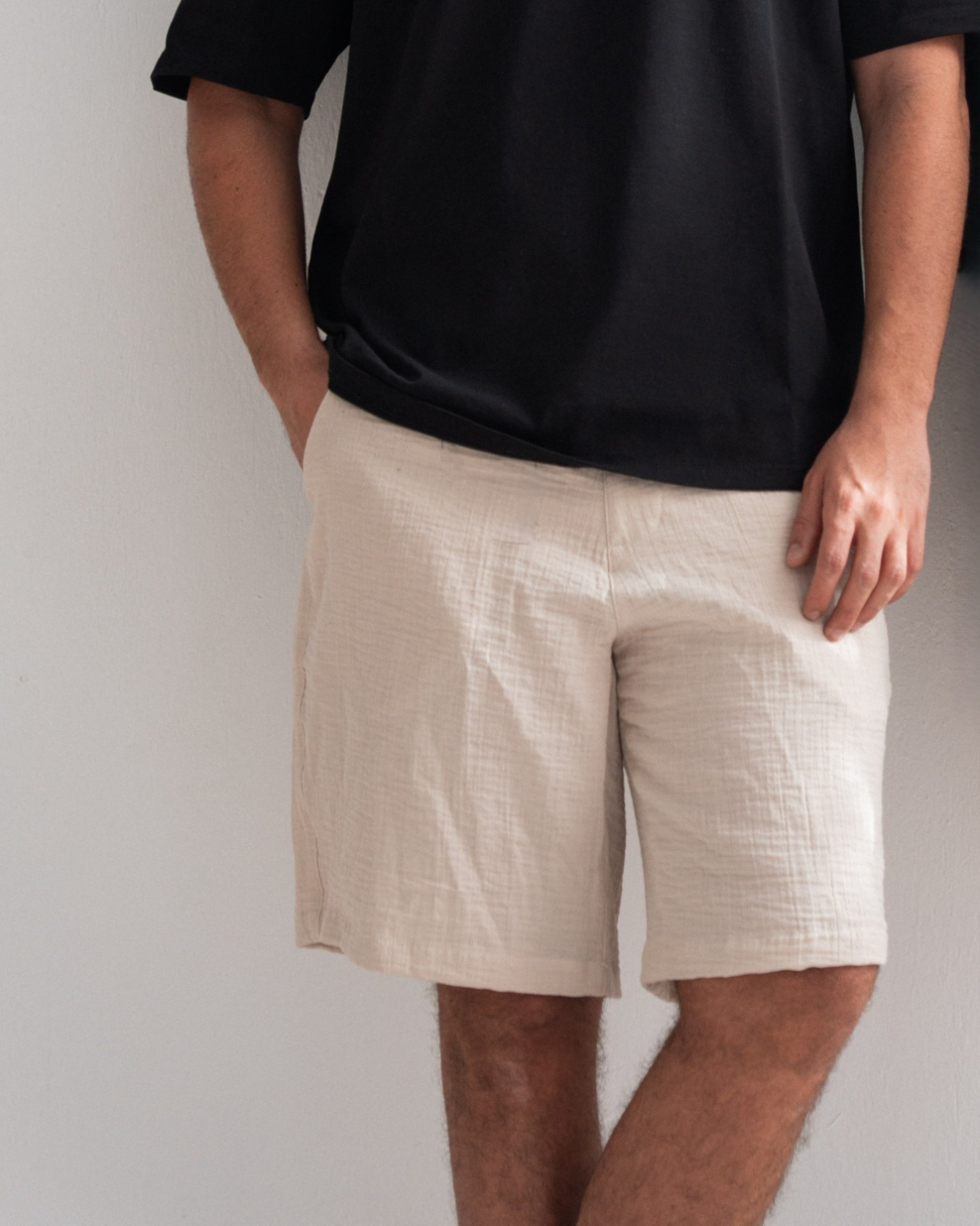 Relaxed Cotton Gauze Shorts